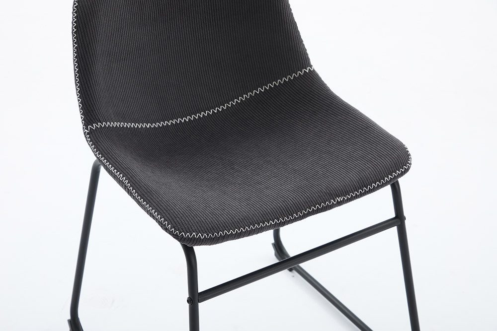 riess-ambiente Esszimmerstuhl DJANGO grau/schwarz- Cord, Metallgestell, Kontrastnähte, ohne Armlehne (Einzelartikel, 1 St), gepolsterter Stuhl - ideal für Essti – Bild 4 von 5
