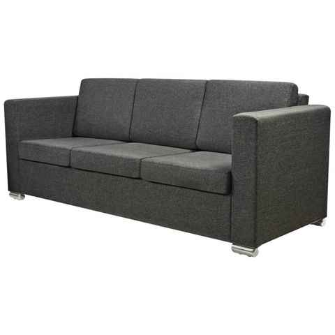 vidaXL Sofa 3-Sitzer Sofa Stoff Dunkelgrau