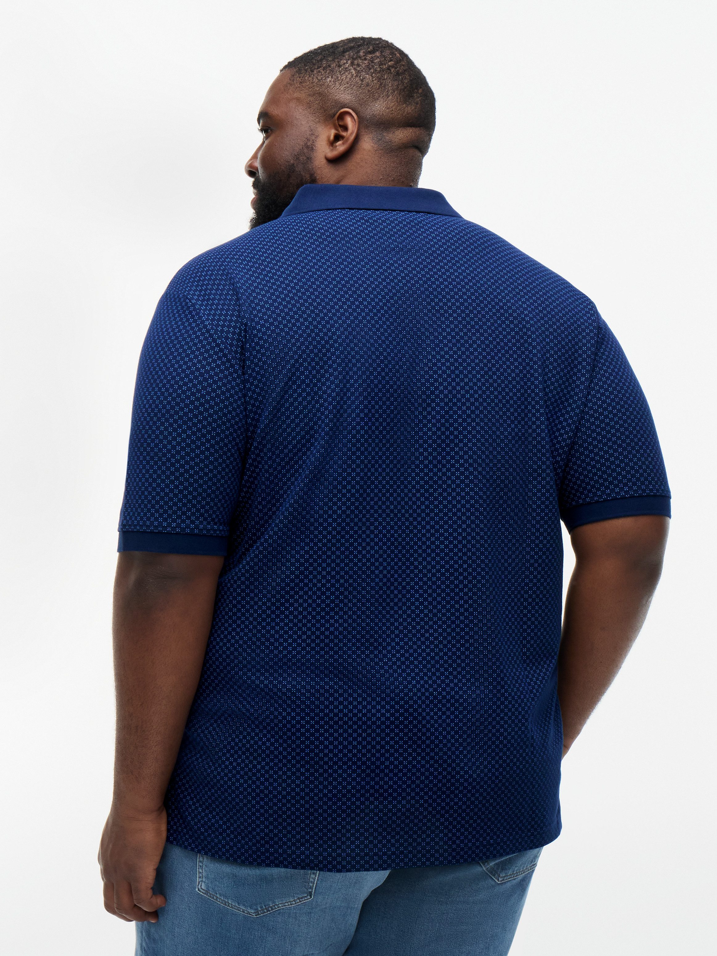 Tommy Hilfiger Big & Tall Poloshirt BT-MICROPRINT PIQUE REGULAR mit geometrischem Muster, Große Größen