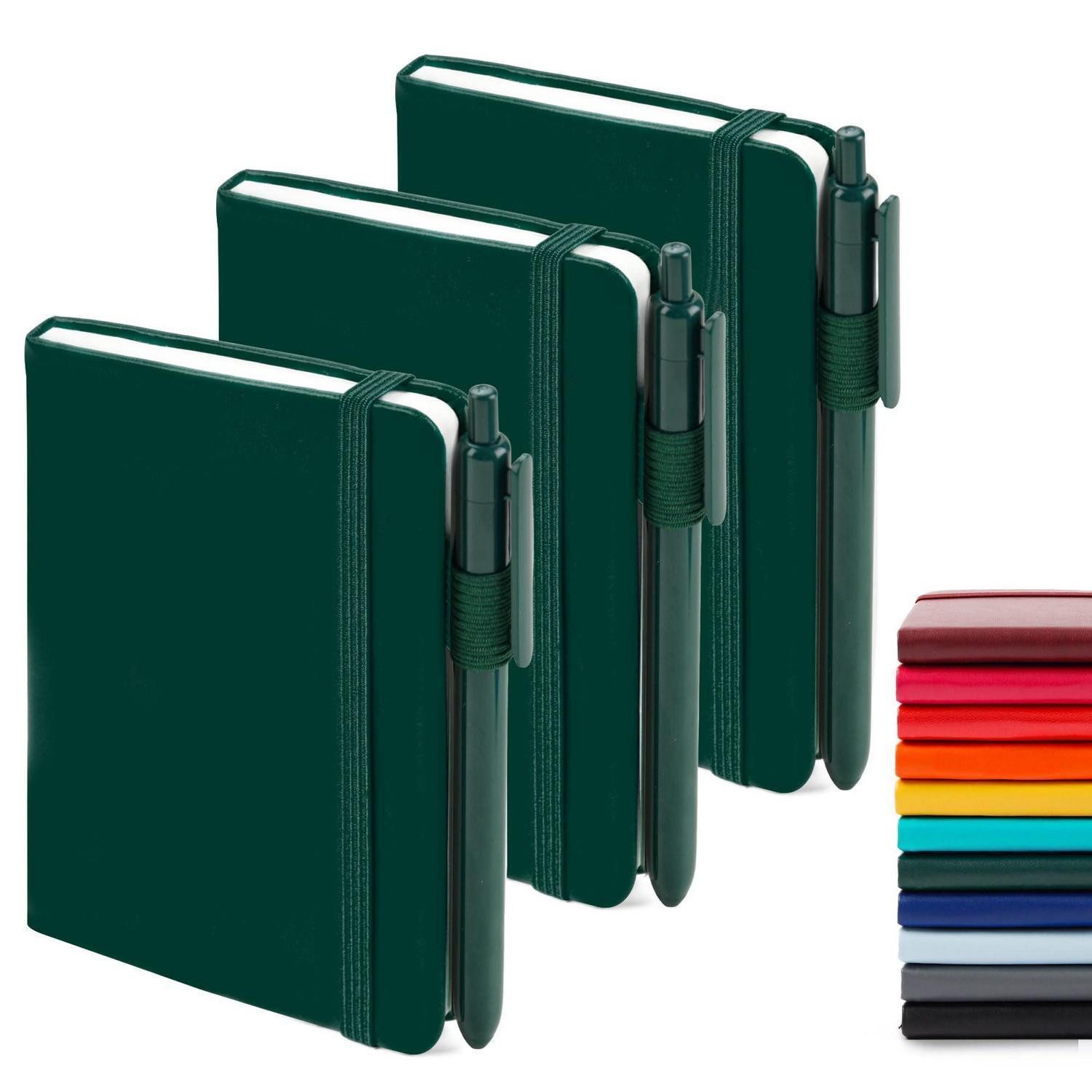 Tagebuch Notizbuch A6 Hardcover Dunkelgrün 3er Pack