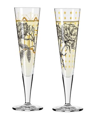 Ritzenhoff Champagnerglas Dekomiro Champus 2er Set Rose mit Glasreinigungstuch, Kristallglas