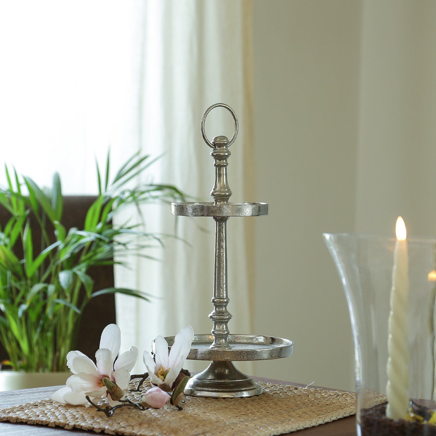 MARELIDA Etagere Etagere Aluminium 2 stöckige Servierplatte Dekoetagere H: 34cm silber, Aluminium, (1-tlg)