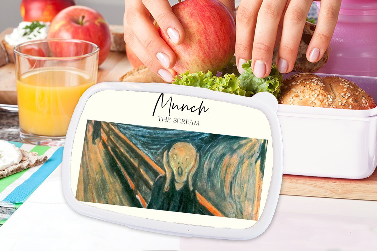 (2-tlg), Lunchbox Jungs Schrei - Kunststoff, für weiß MuchoWow Mädchen Alte Kinder und Brotbox Der und Erwachsene, für - Brotdose, Meister, Munch