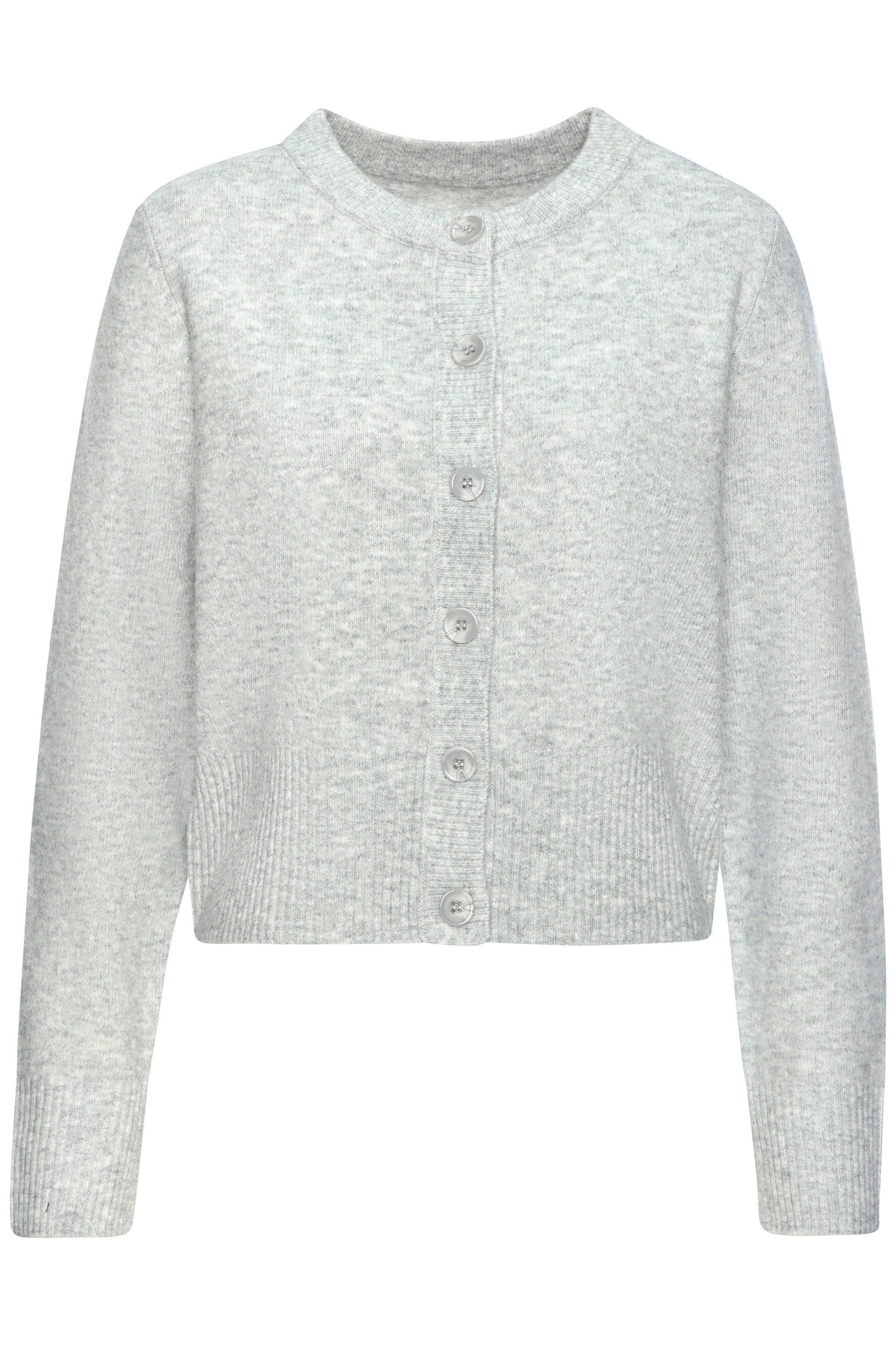 LASCANA Strickjacke in leicht verkürzter Form mit breitem Rippstrickbündchen aus kuschelweichem Strick, Cardigan mit langen Ärmeln, Basic – Bild 2 von 5