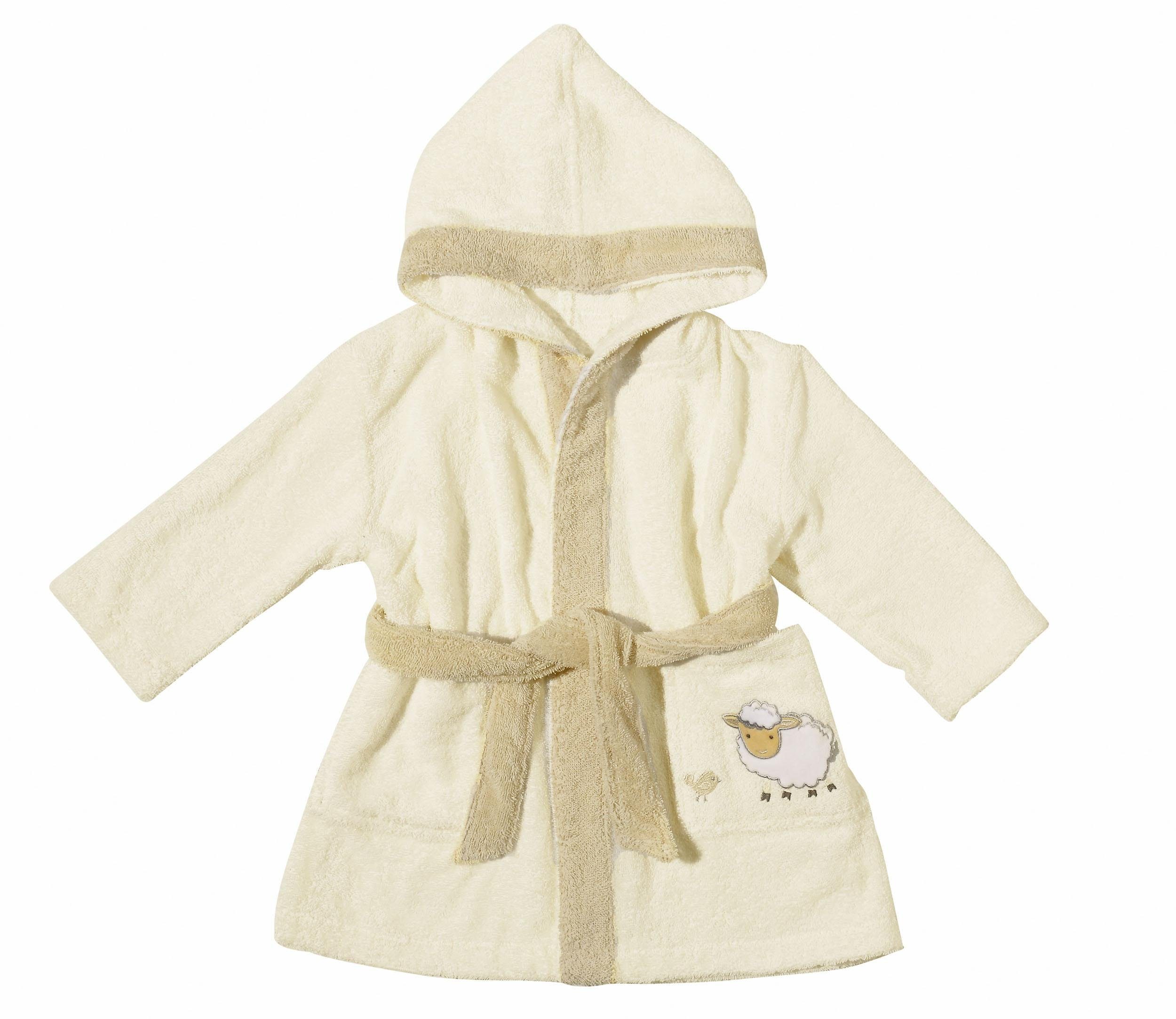 Egeria Kinderbademantel Kapuze Organic und Cotton Stickerei, Gürtel, mit Langform, Sheep, Kapuze, Walkfrottee, kleiner