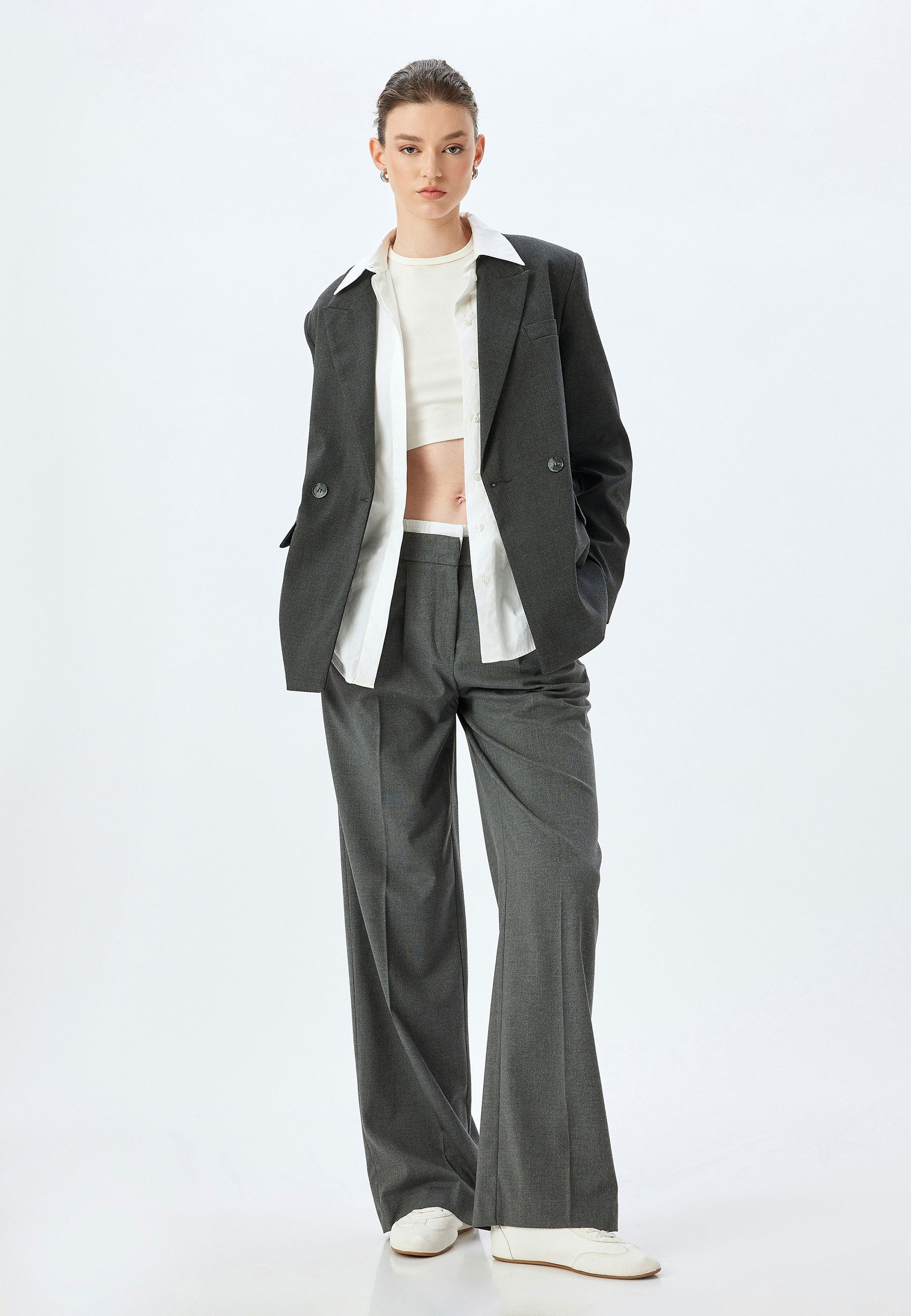 Koton Palazzohose Normale Leibhöhe Wide Leg Palazzohose