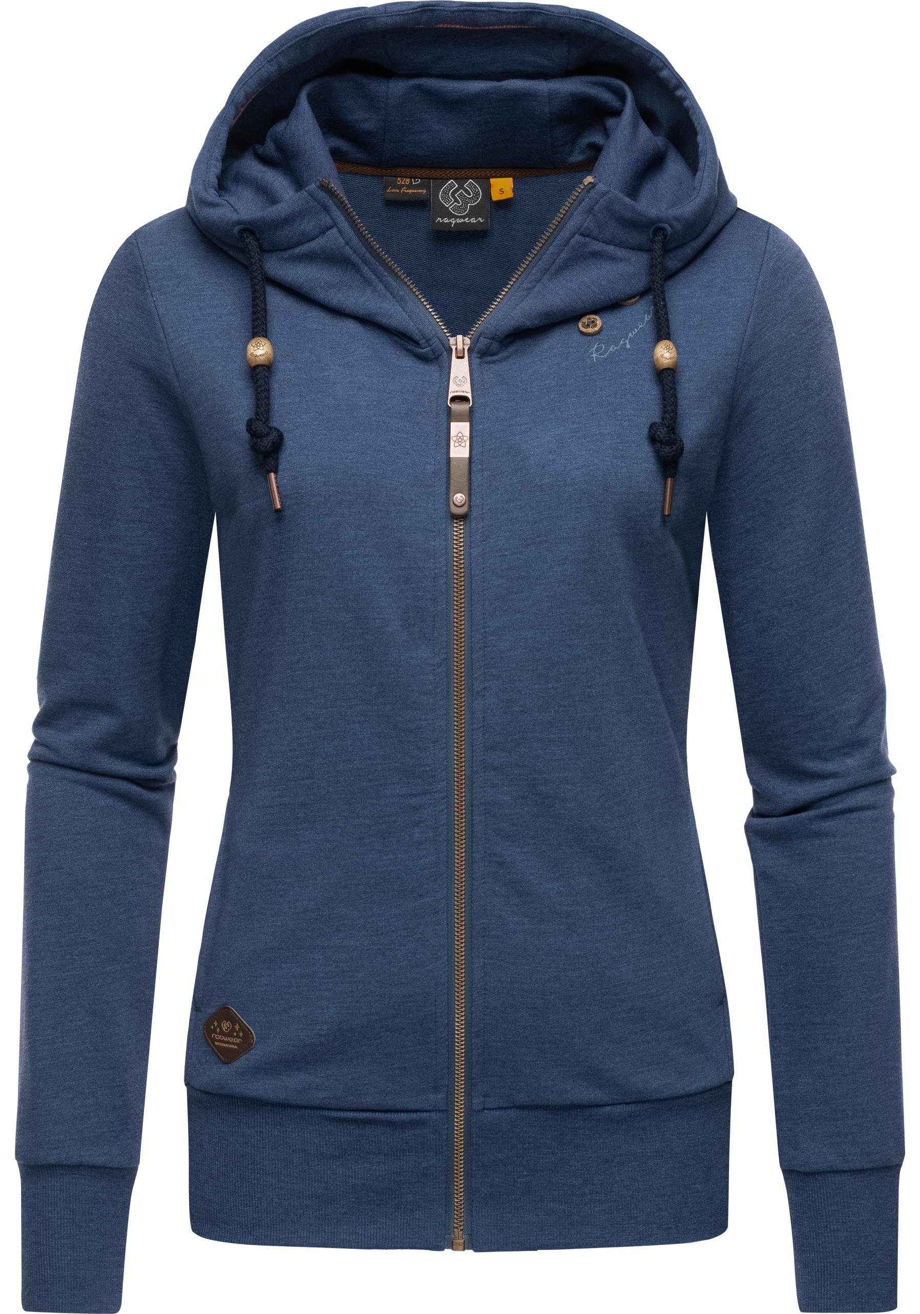 sportlicher Damen navy Ragwear Kapuzensweater Intl. Kordeln mit Kapuzensweatjacke Paya