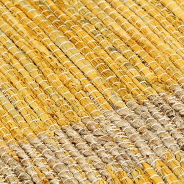 Teppich Handgefertigt Jute Gelb 80x160 cm, furnicato, Rechteckig