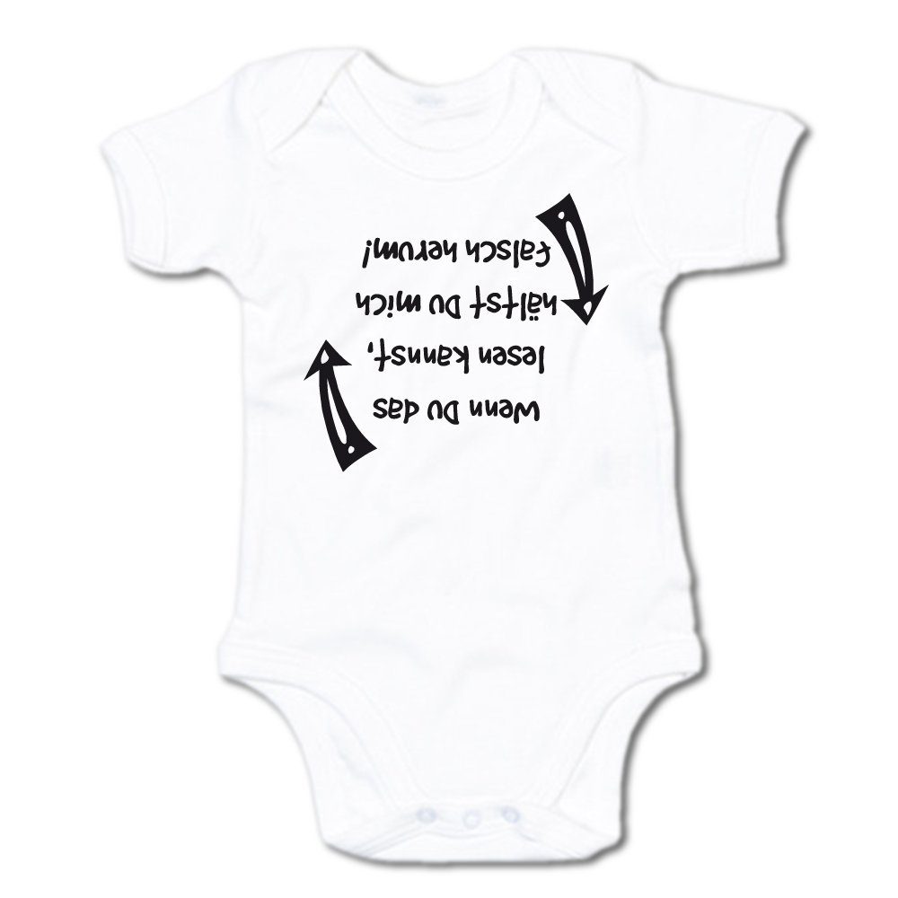 G-graphics Kurzarmbody Wenn Du das lesen kannst, hältst du mich falsch herum! Baby Body mit Spruch / Motiv / Aufdruck • als Geschenk