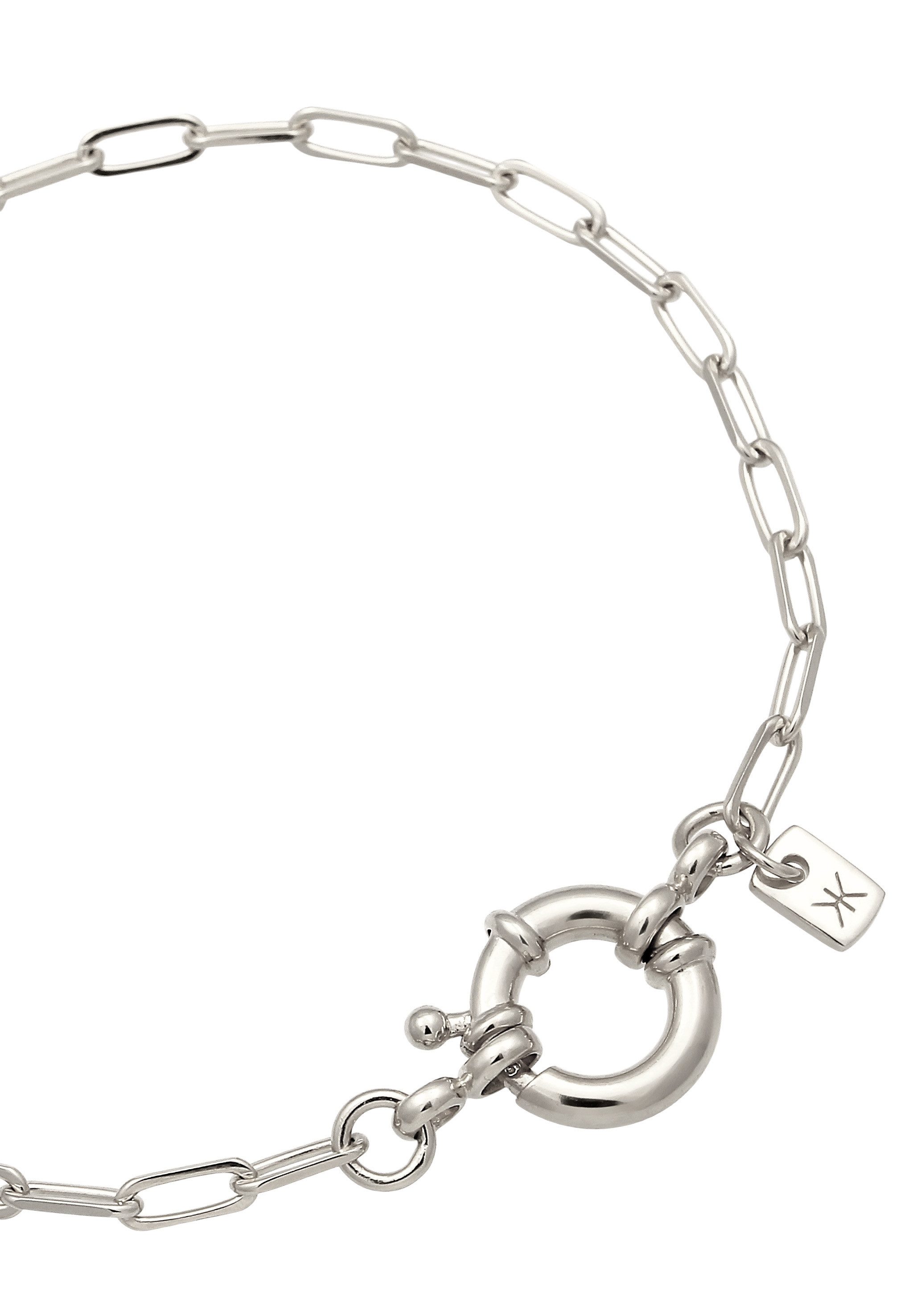 Kuzzoi Silberarmband Glieder Oval Federring 925 Sterling Silber