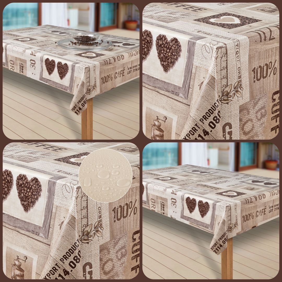 laro Tischdecke Wachstuch-Tischdecken Coffee Herzen braun rechteckig günstig online kaufen