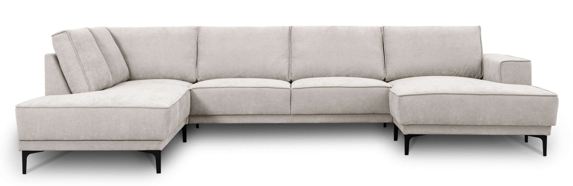 OTTO home Wohnlandschaft XXL Sofa Oland, Struktur, Flachgewebe, Luxus-Microfaser, Boucle, U-Form, 345 cm, Wellenunterfederung, Skandi-Design, Metallfüße