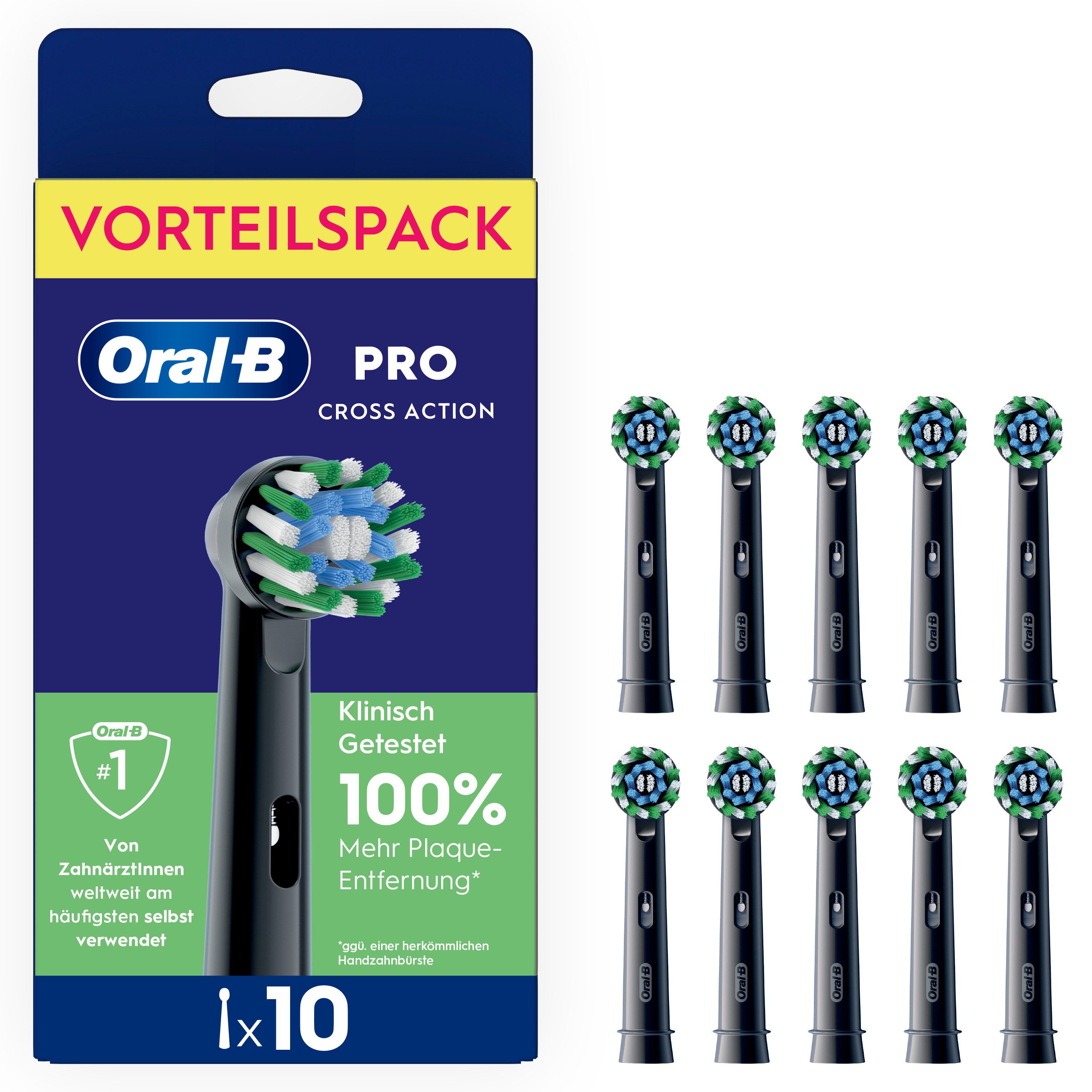 Oral-B Aufsteckbürsten Pro CrossAction, Zahnreinigung mit innovativen X-förmigen Borsten