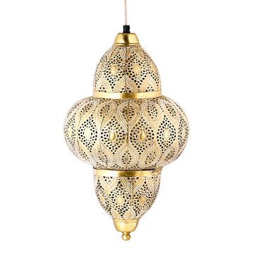 Marrakesch Orient & Mediterran Interior Deckenleuchte Orientalische Lampe Pendelleuchte Noumi Gold Weiss 42cm