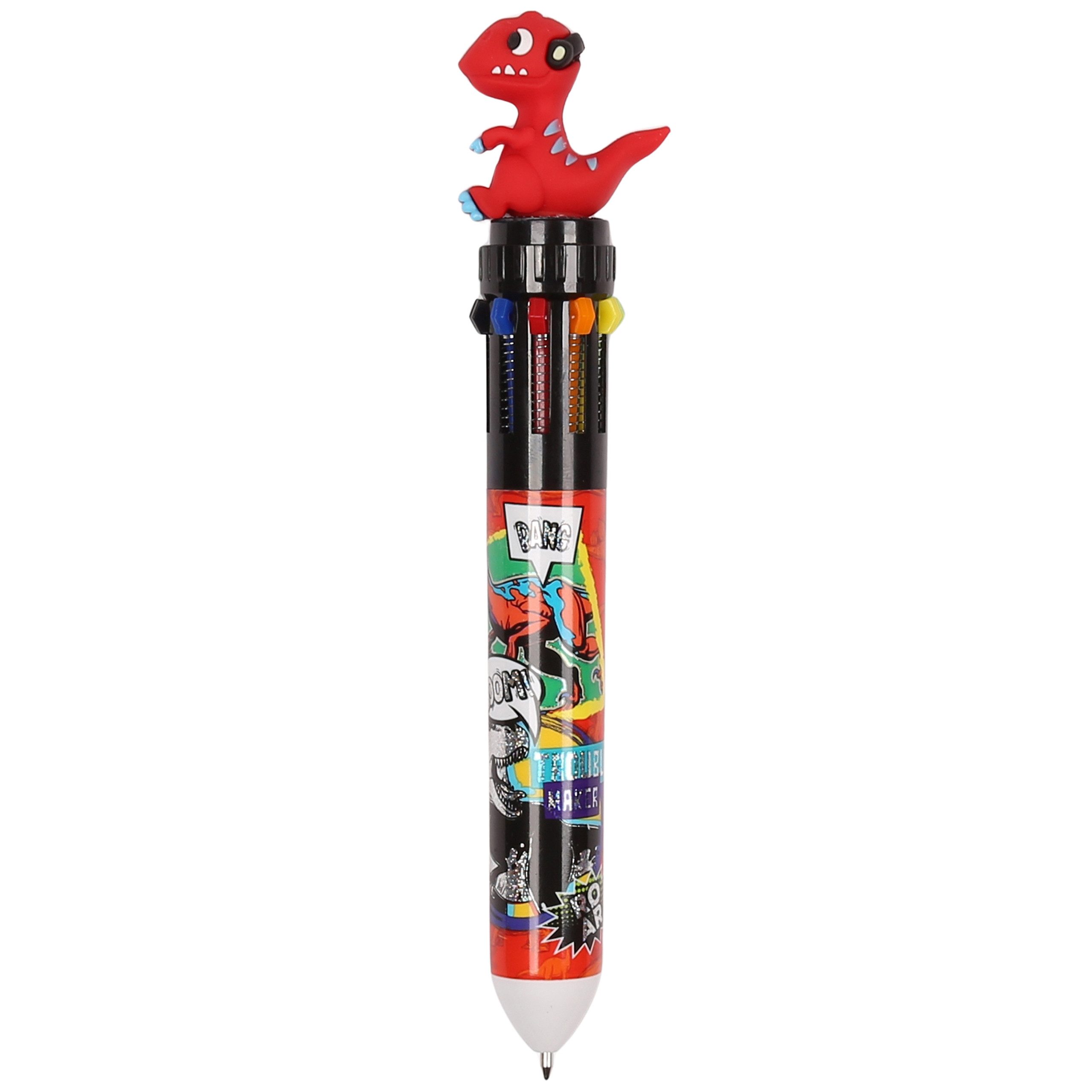 Sarcia.eu Kugelschreiber Dinosaurier 10in1 Stift, automatischer Schulfüller, 10 Farben, 0,7 mm