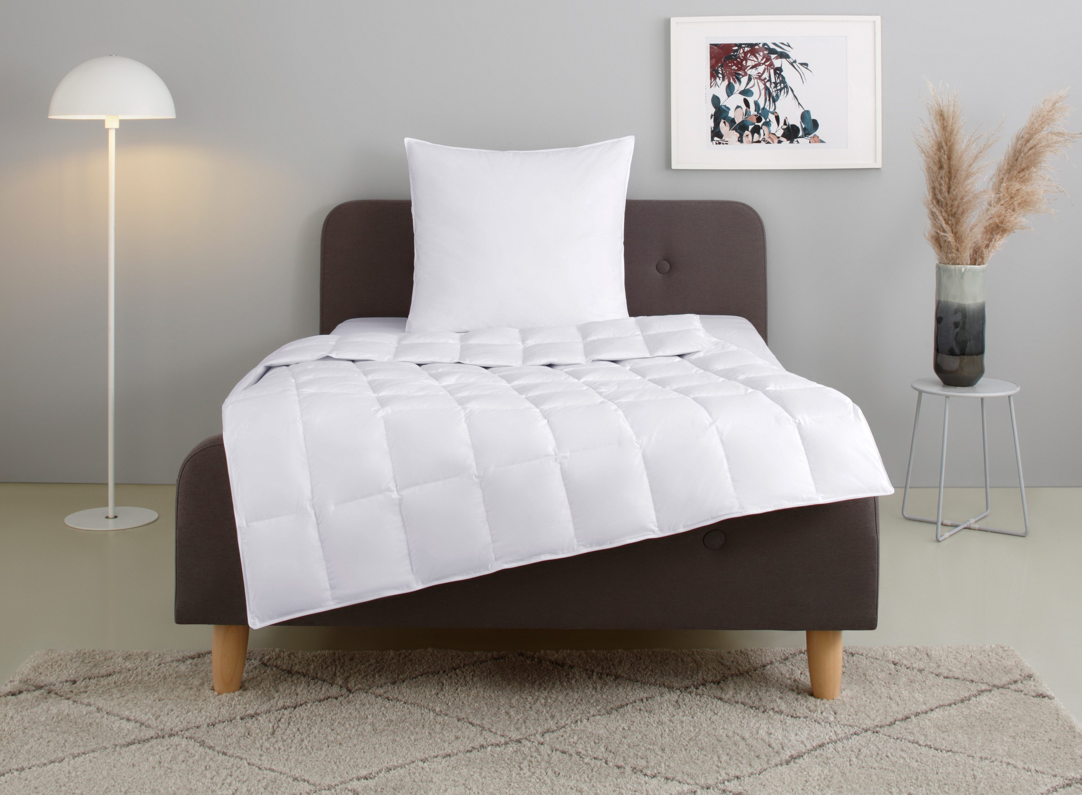 OTTO home Federbettdecke + Kopfkissen Irah Bettdecke 135x200 cm, 155x220 cm, Bezug: 100% Baumwolle, Set mit Kissen 80x80 cm, Sommer, Winter, Made in Germany