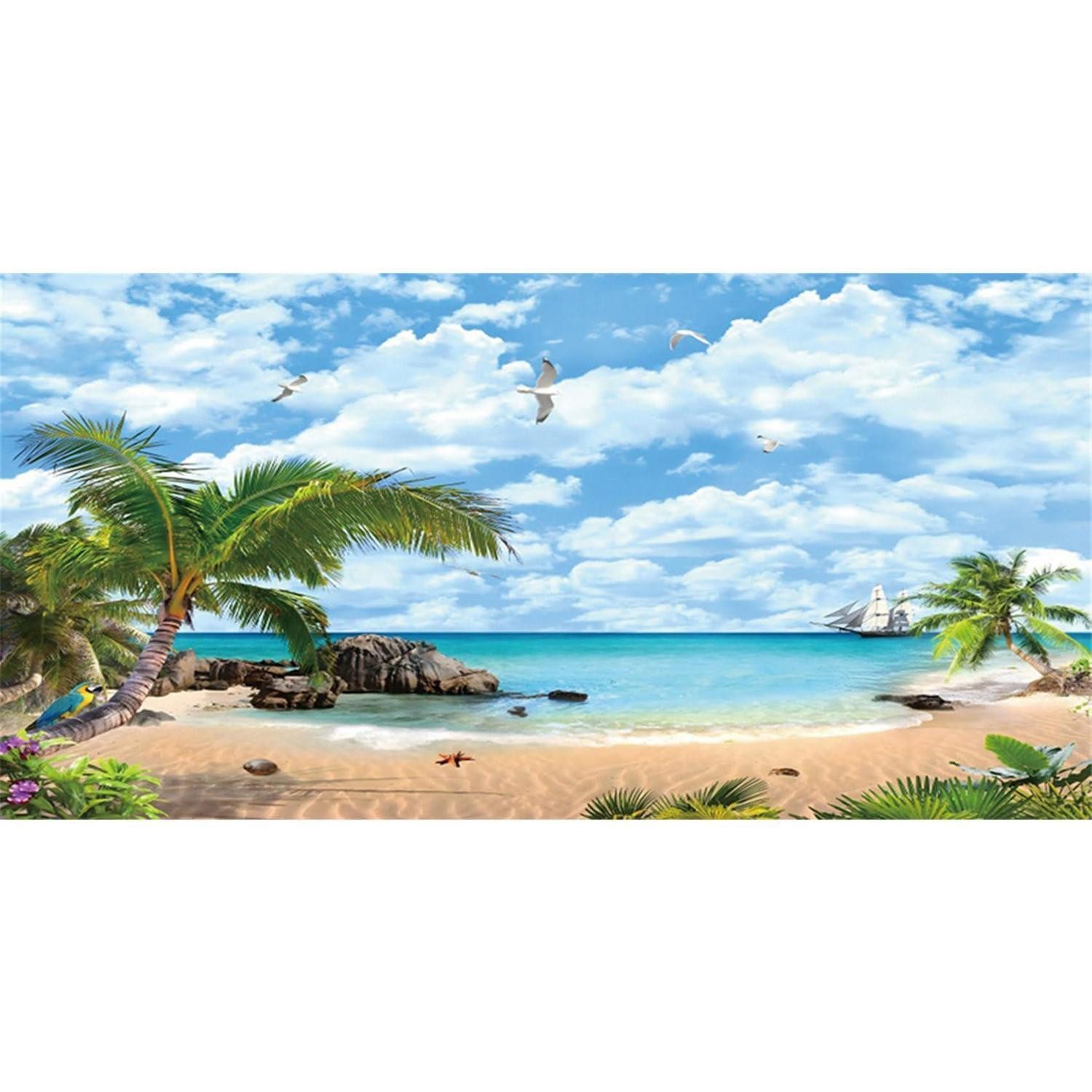 LuxusKollektion Aquarium Aquarium Hintergrund 180x46cm Himmel Strand Palmen