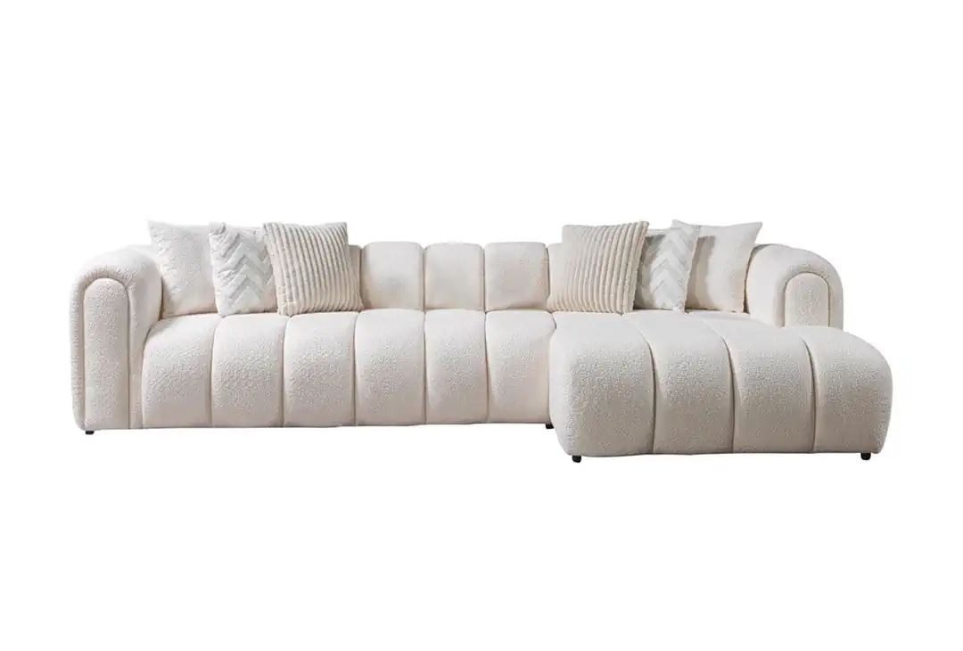 Skye Decor Ecksofa, L Form Bohem Sofa Bouclé Optik mit 7 Kissen – modernes Design