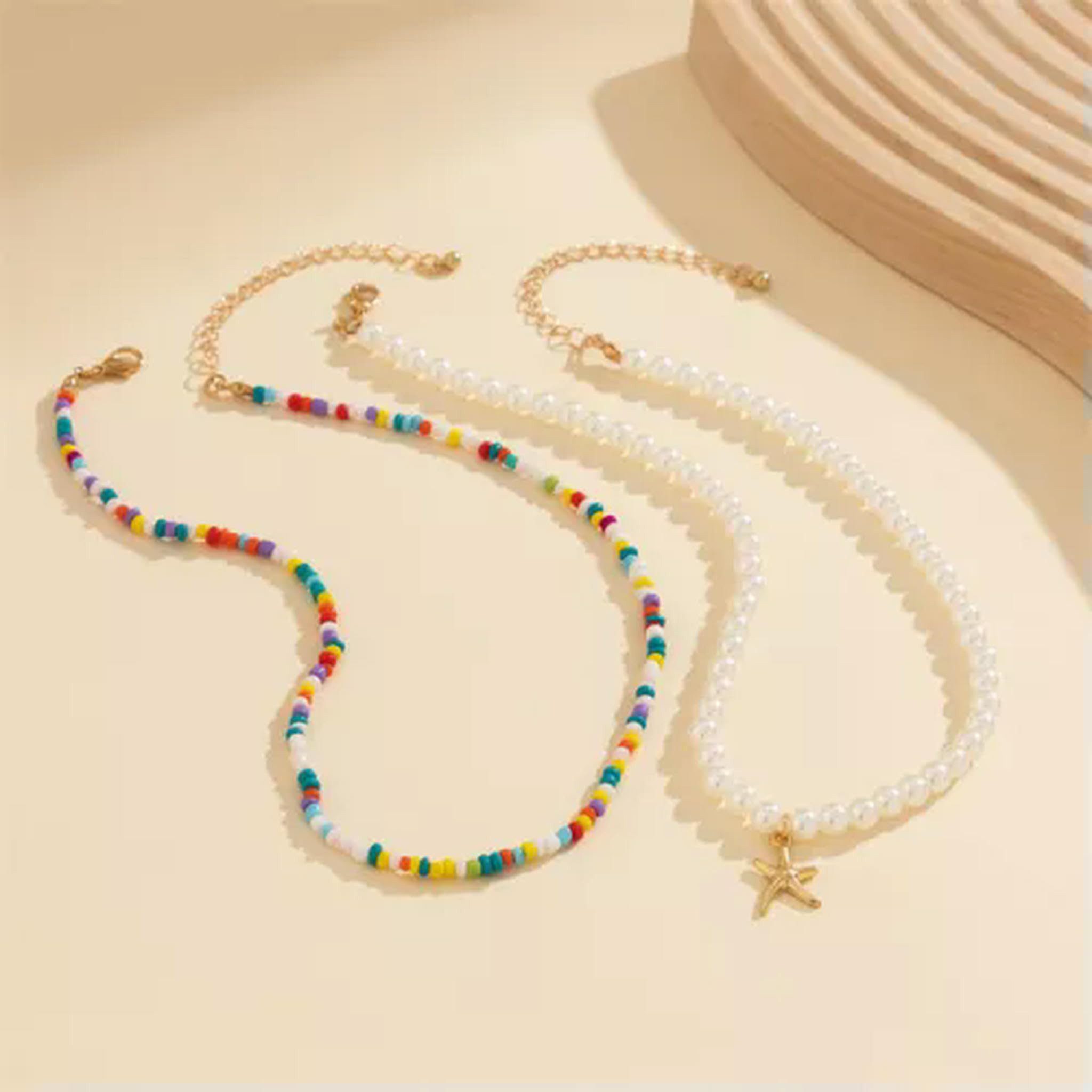MOPUEA Kette mit Anhänger Bohemian Seestern Halskette, Strand Perlen, verstellbare Halskette (Anhänger Choker Y2K Schmuck Accessoires Geschenke für Frauen, 2-tl – Bild 4 von 5