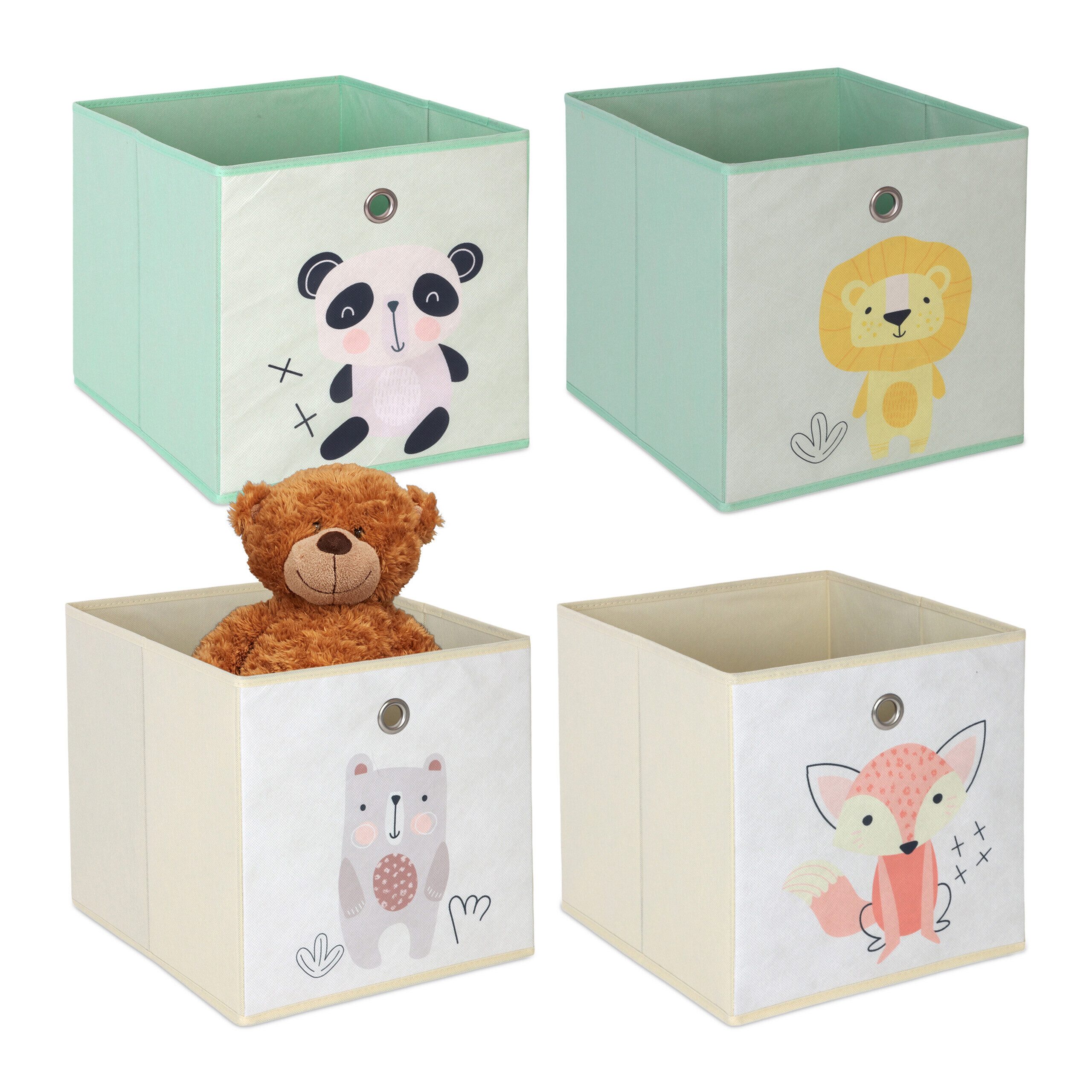 relaxdays Faltbox Kinder Aufbewahrungsboxen im 4er Set (4 St), C