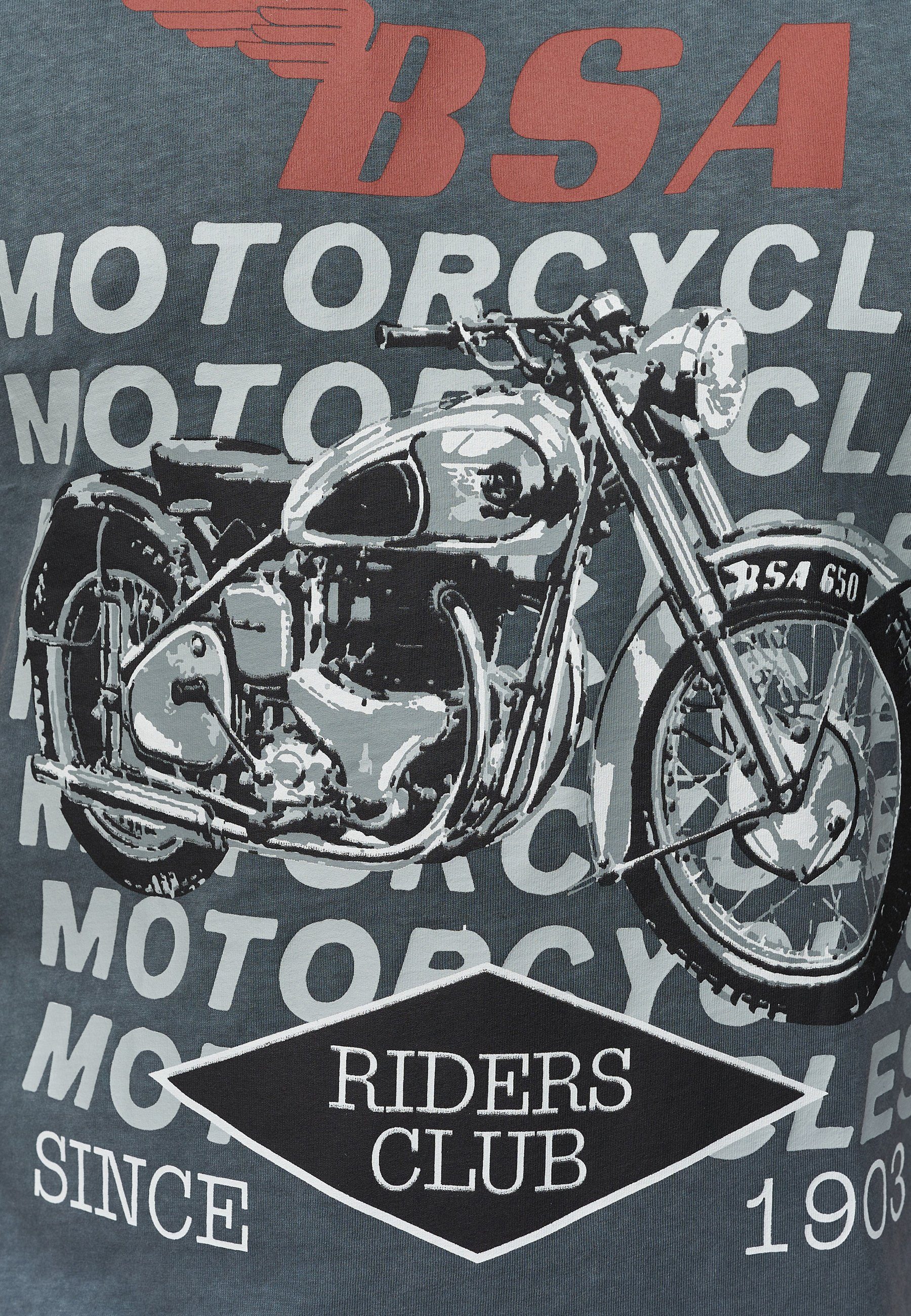 Bio-Baumwolle BSA Motorcycles GOTS Birmingham Kohlegrau Recovered T-Shirt zertifizierte