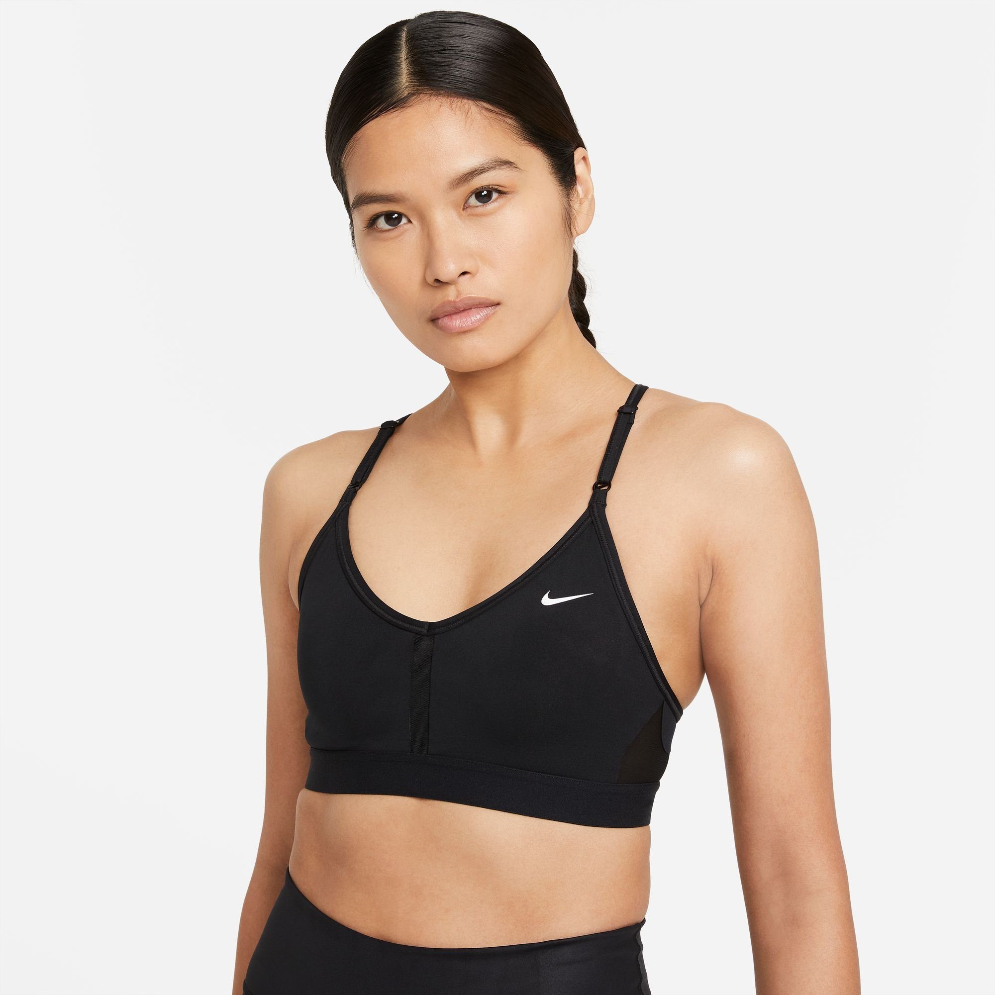 Nike Sport-BH INDY V-NECK SPORTS WOMEN'S LIGHT-SUPPORT PADDED schwarz BRA