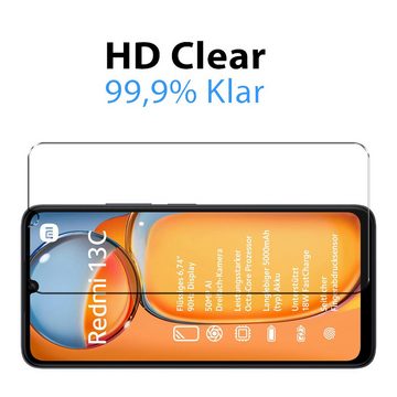 CoolGadget Handyhülle Schwarz als 2in1 Schutz Cover Set für das Xiaomi Redmi 13C 6,74 Zoll, 2x 9H Glas Display Schutz Folie + 1x TPU Case Hülle für Redmi 13C