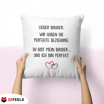 22Feels Dekokissen Bruder Geschenk Geburtstag Weihnachten Geschwister Deko Männer Jungs, Deko mit Persönlichkeit