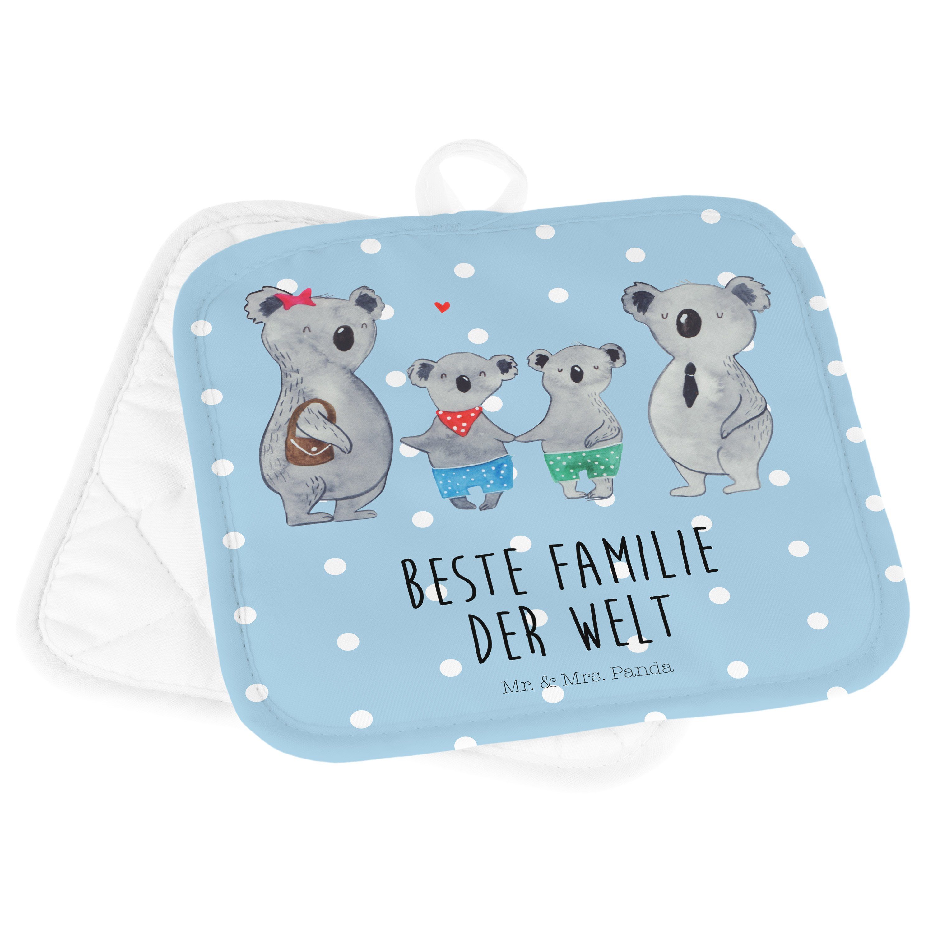 Topflappen Blau Familie Mrs. zwei Fam, Familienzeit, Papa, Mr. Panda - (1-tlg) & Pastell Koala Geschenk, -
