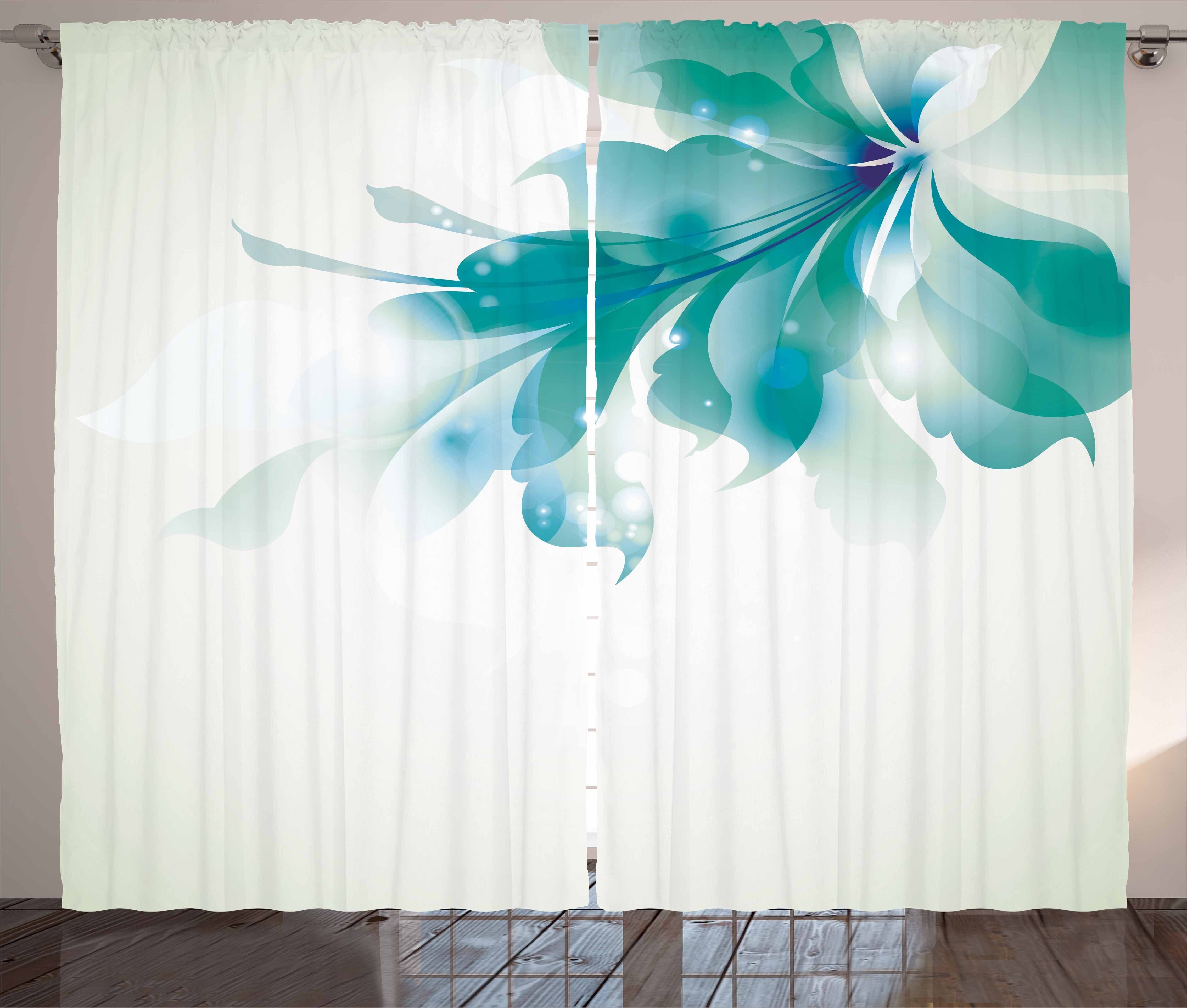 Qualität ist perfekt Gardine Schlafzimmer Kräuselband Floral Ombre Vorhang Abakuhaus, Blumen mit und Schlaufen Haken, Blau
