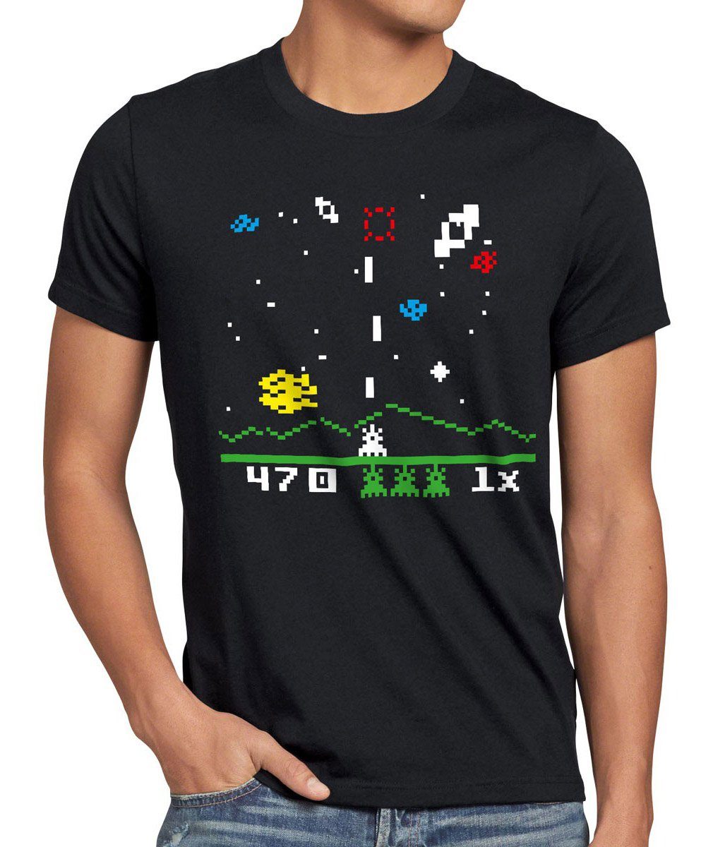 Herren cooper big space game T-Shirt astrosmash schwarz Invaders Print-Shirt bang sheldon theory style3