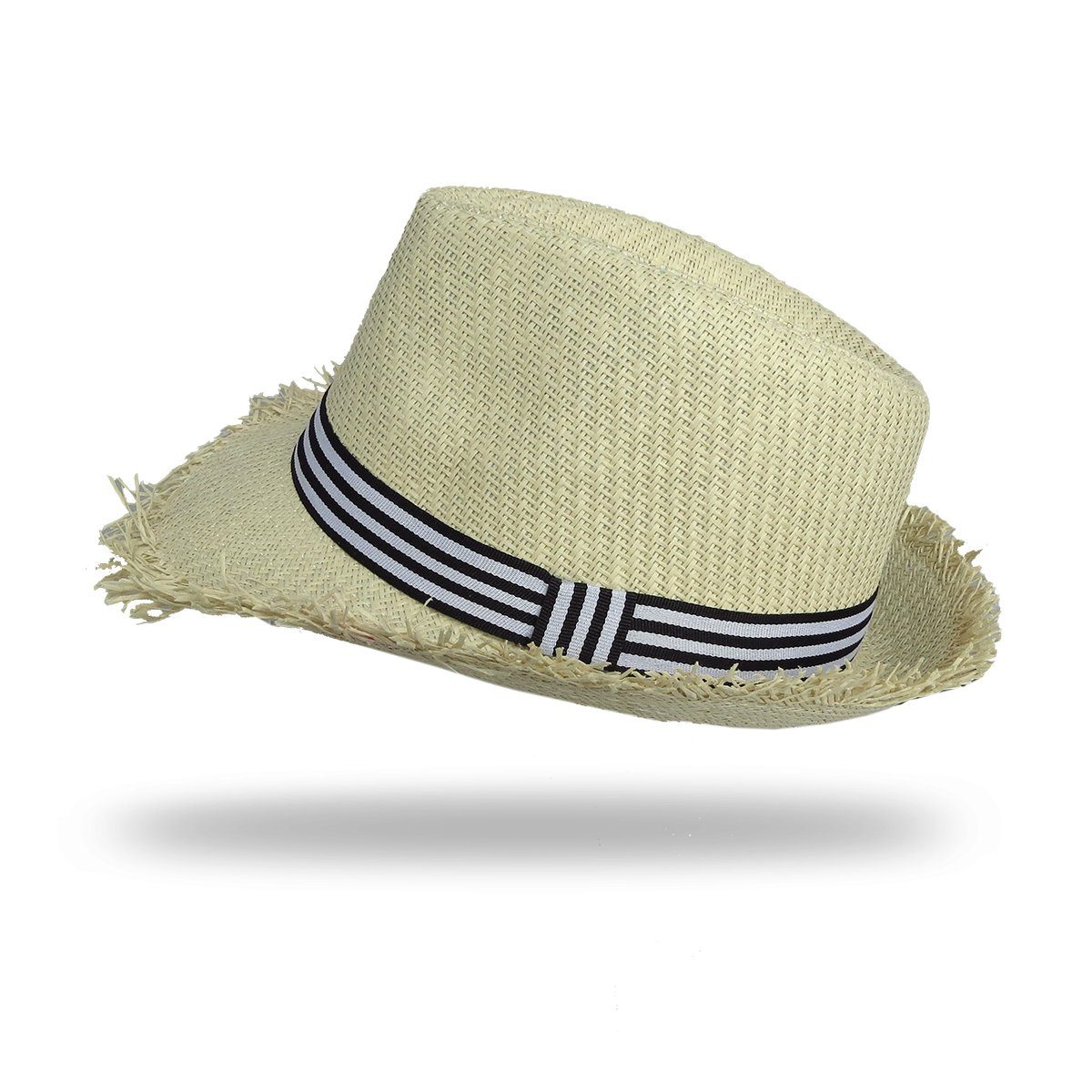 Sonia Originelli Strohhut Strohhut Sommerhut Strand Fransen Damen Herren Unisex Streifen Vanilla