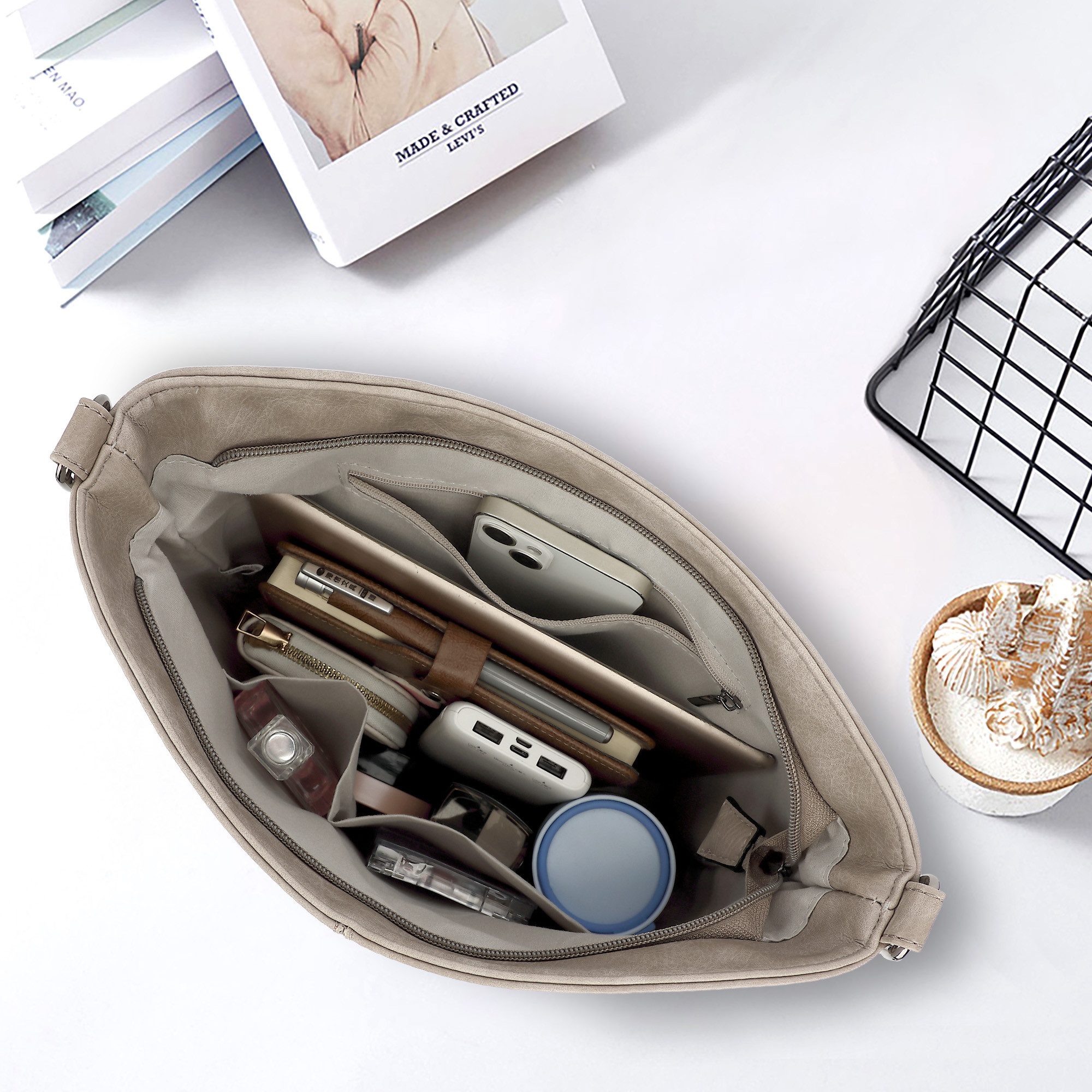 TAN.TOMI Schultertasche Damen Crossbody Bag Henkeltasche Mittel Umhängetasche, Mit Verstellbar Abnehmbar Für Pendeln Reise Campus Sport