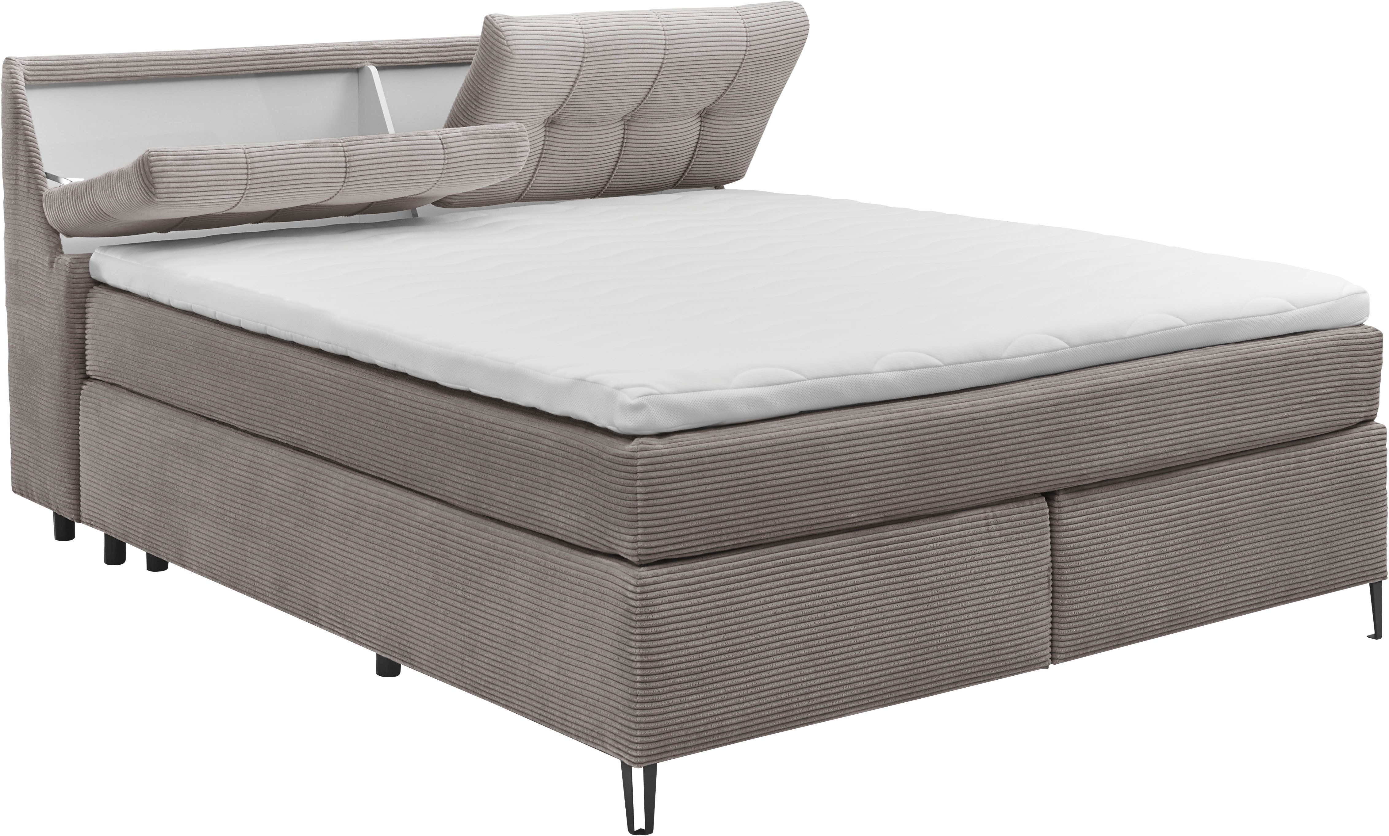 set one by Musterring Boxspringbett Fairfield, Kopfteil in Kassenoptik, Metallfuß schwarz, Breite 160 oder 180 cm