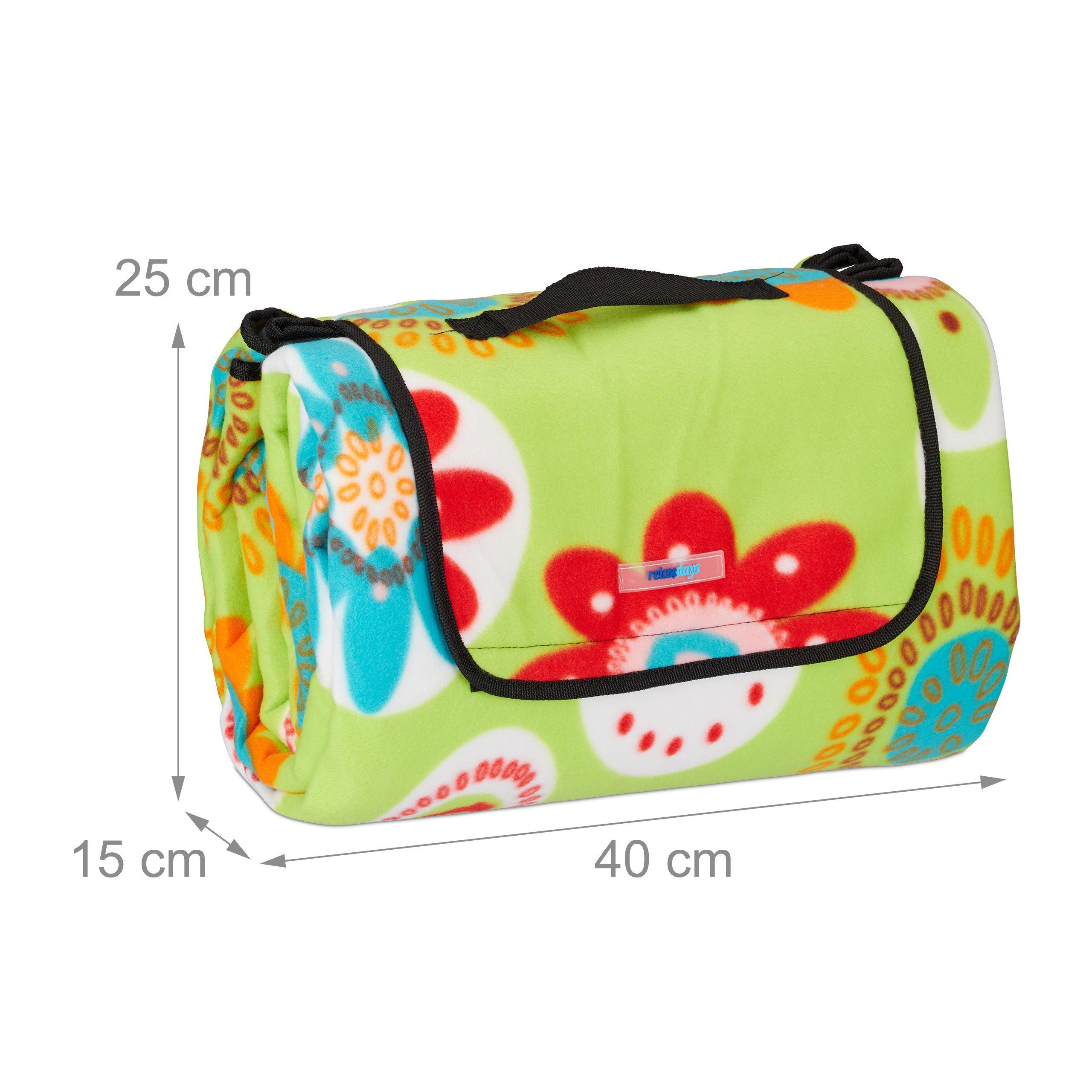 Picknickdecke Blumen grü, relaxdays