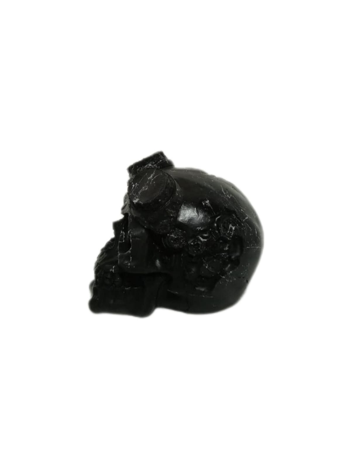 moebel17 Dekofigur Skulptur Totenkopf Schädel Schwarz Dekofigur aus Polyresin Marmoroptik