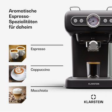 Klarstein Espressomaschine Espressionata Evo, 1.2l Kaffeekanne, Kaffeemaschine 950 W 19 Bar 2 Tassen