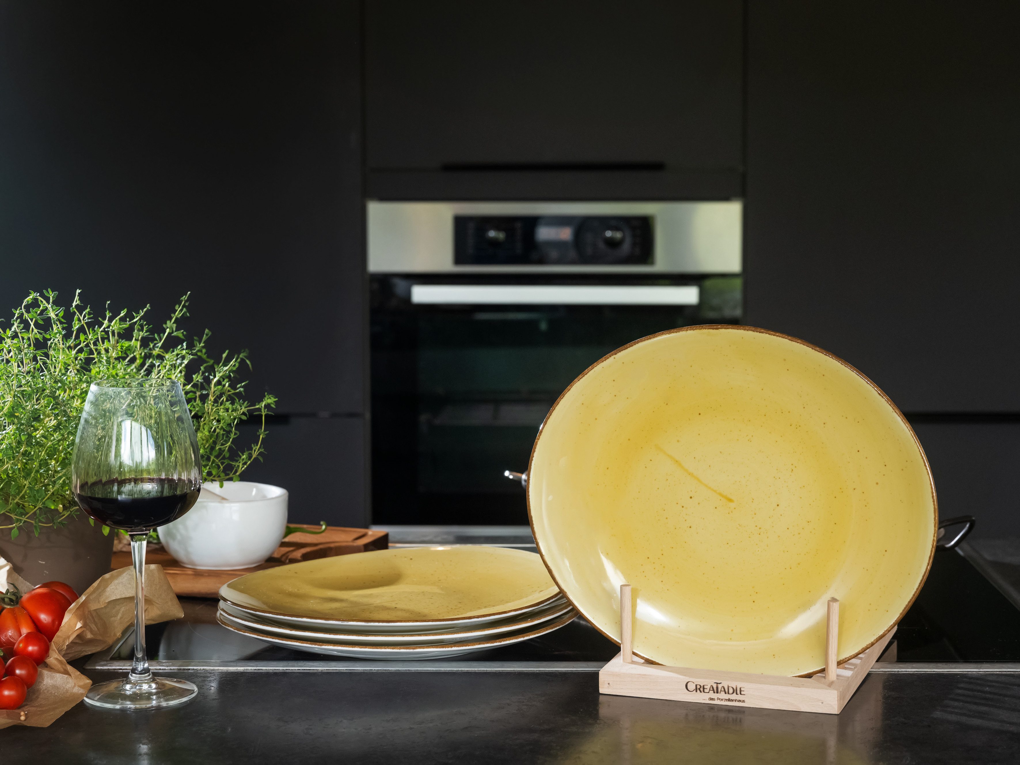 CreaTable Steakteller Vintage Nature, Teller Set, 4-tlg., (4 St), Naturverbundenes Design, Vielseitig einsetzbar