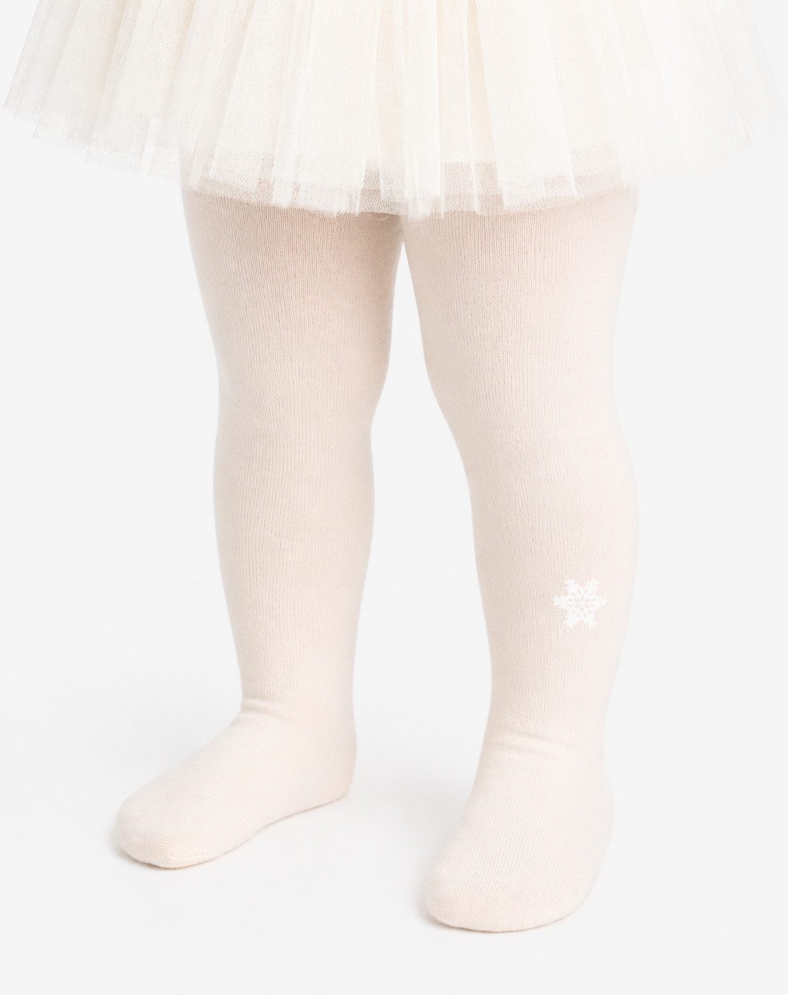 Strumpfhose Baby und Kinder Strumpfhosen in Creme mit Schneeföckchen