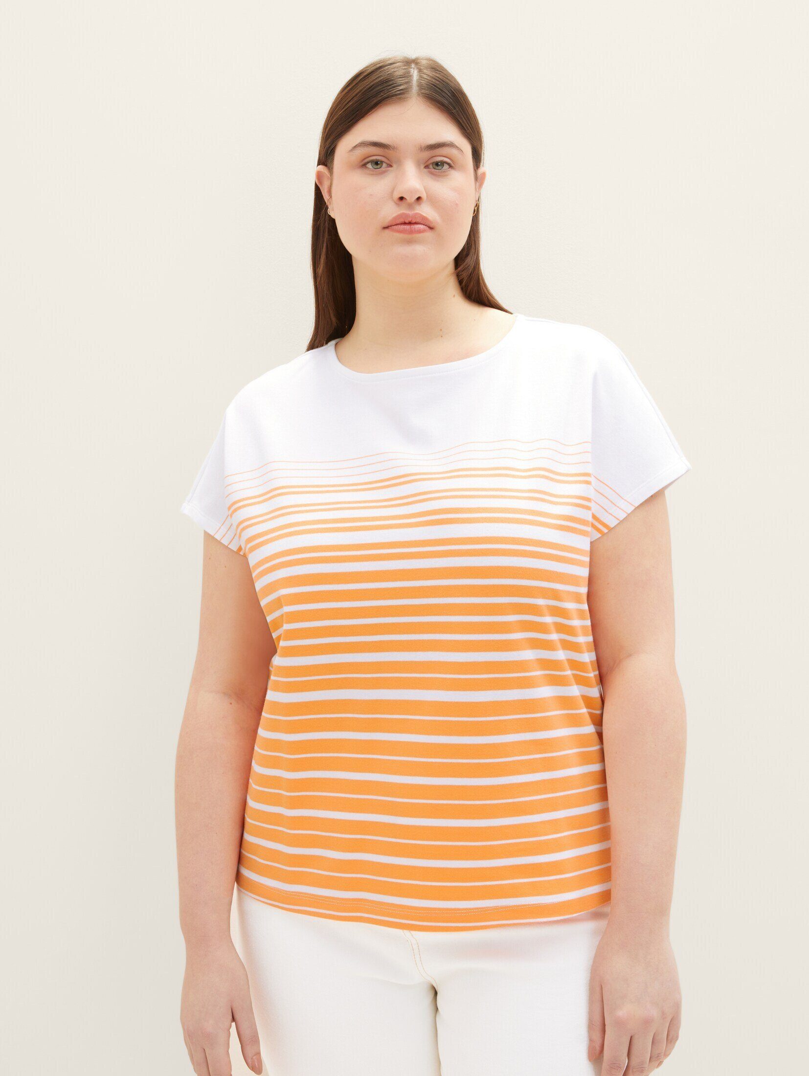 TOM TAILOR PLUS T-Shirt Plus - Gestreiftes T-Shirt orange gradient stripe