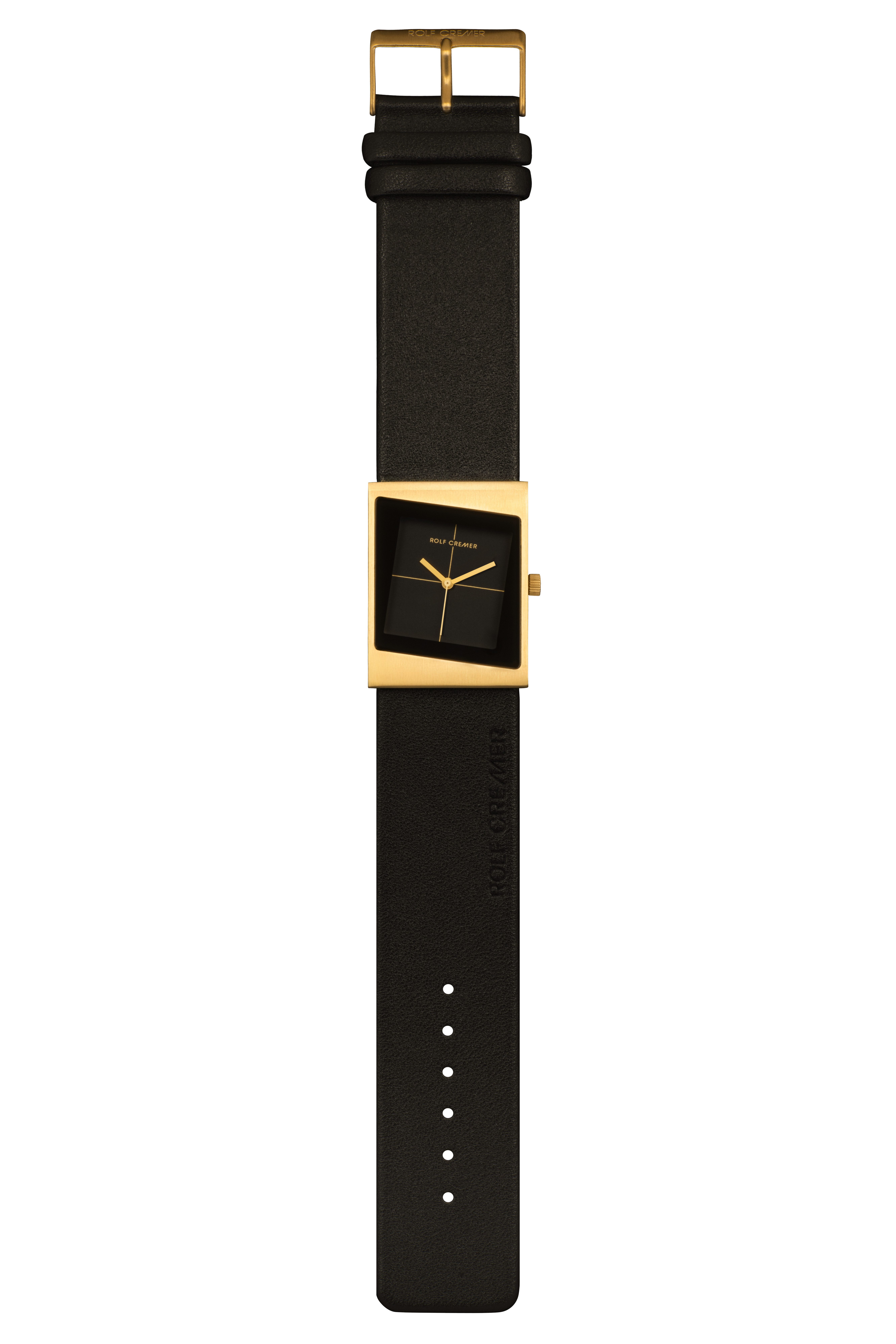 Quarzuhr Rolf Cremer Style 2 Unisexuhr 500054 Leder, Schwarz & Gold
