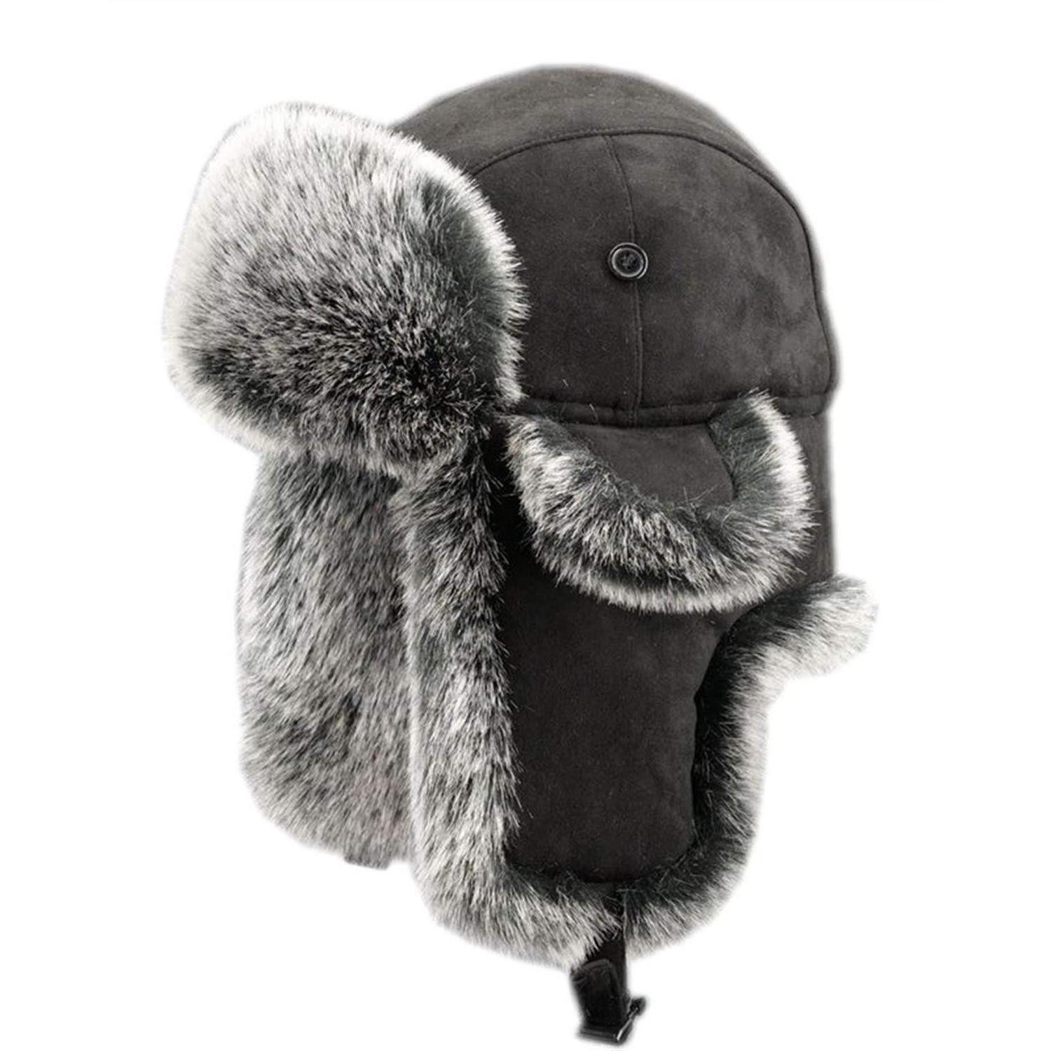 LuxusKollektion Ohrenmütze Trapperhut Wildleder Kunstfell Schwarz XXL (1-St)