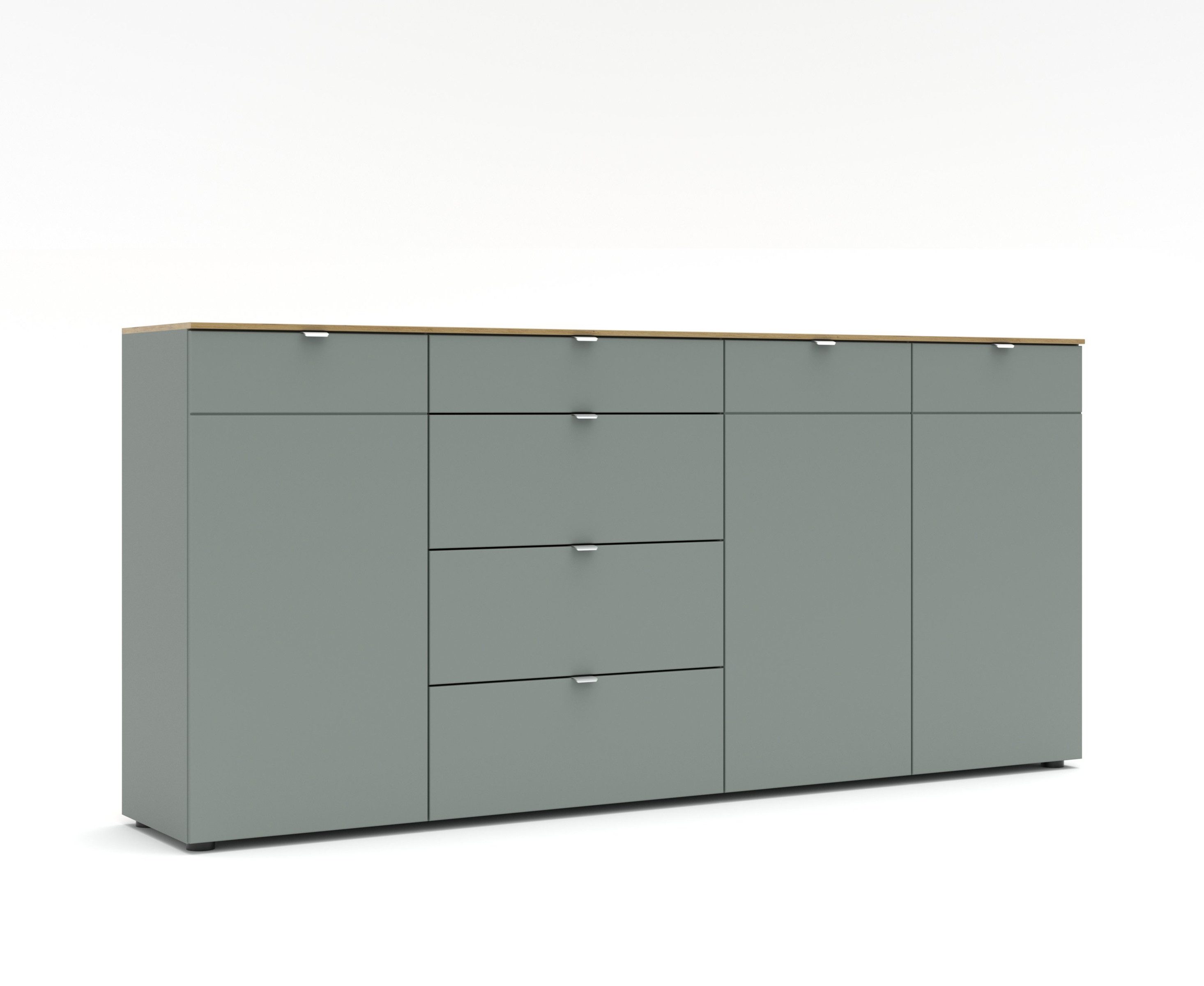 freiraum Anrichte Bari, in Schilf grün, Spannplatte, MDF - 220x101x41cm (BxHxT)