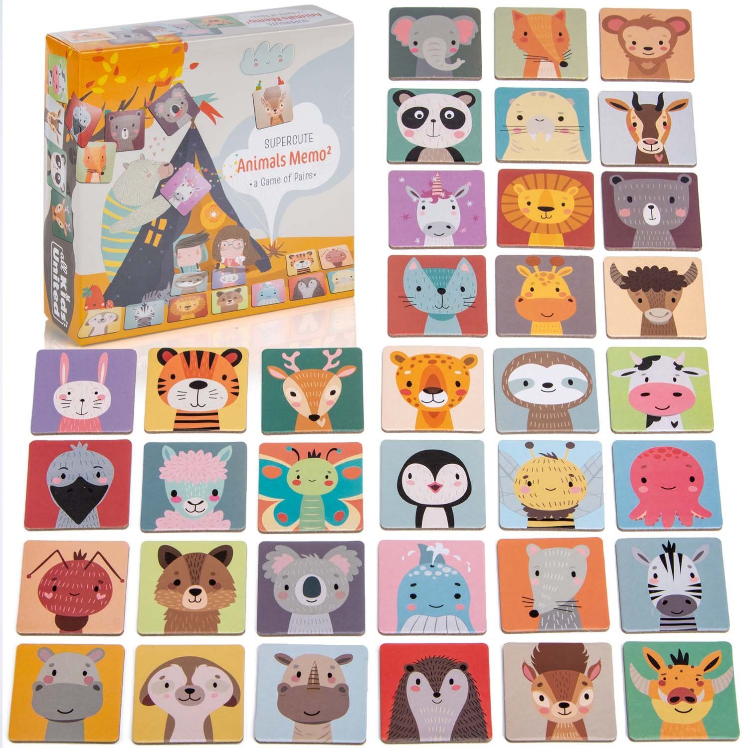 all Kids United Lernspielzeug ALL KIDS UNITED Memo² Lernspiel Holz – Tier Memory Spiel Kinder, Tierspiel für Kinder
