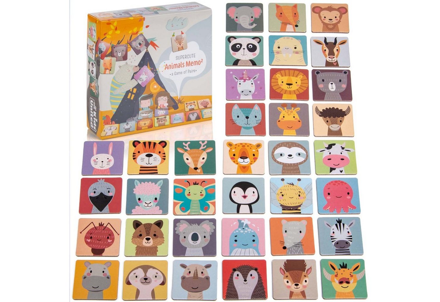 all Kids United Lernspielzeug ALL KIDS UNITED Memo² Lernspiel Holz – Tier Memory Spiel Kinder, Tierspiel für Kinder