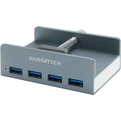 Kaisertech »KAISERTECH Premium USB C HUB Silber & Space Grau - zum Verschrauben, aus Aluminium, HDMI 4K, USB 3.0, SD & microSD Kartenleser iMac, MacBook, Monitore, Desktop, Tisch Oberflächen« HUB (4-in-1, Space Grau - 50mm - 4 Port - 50cm)