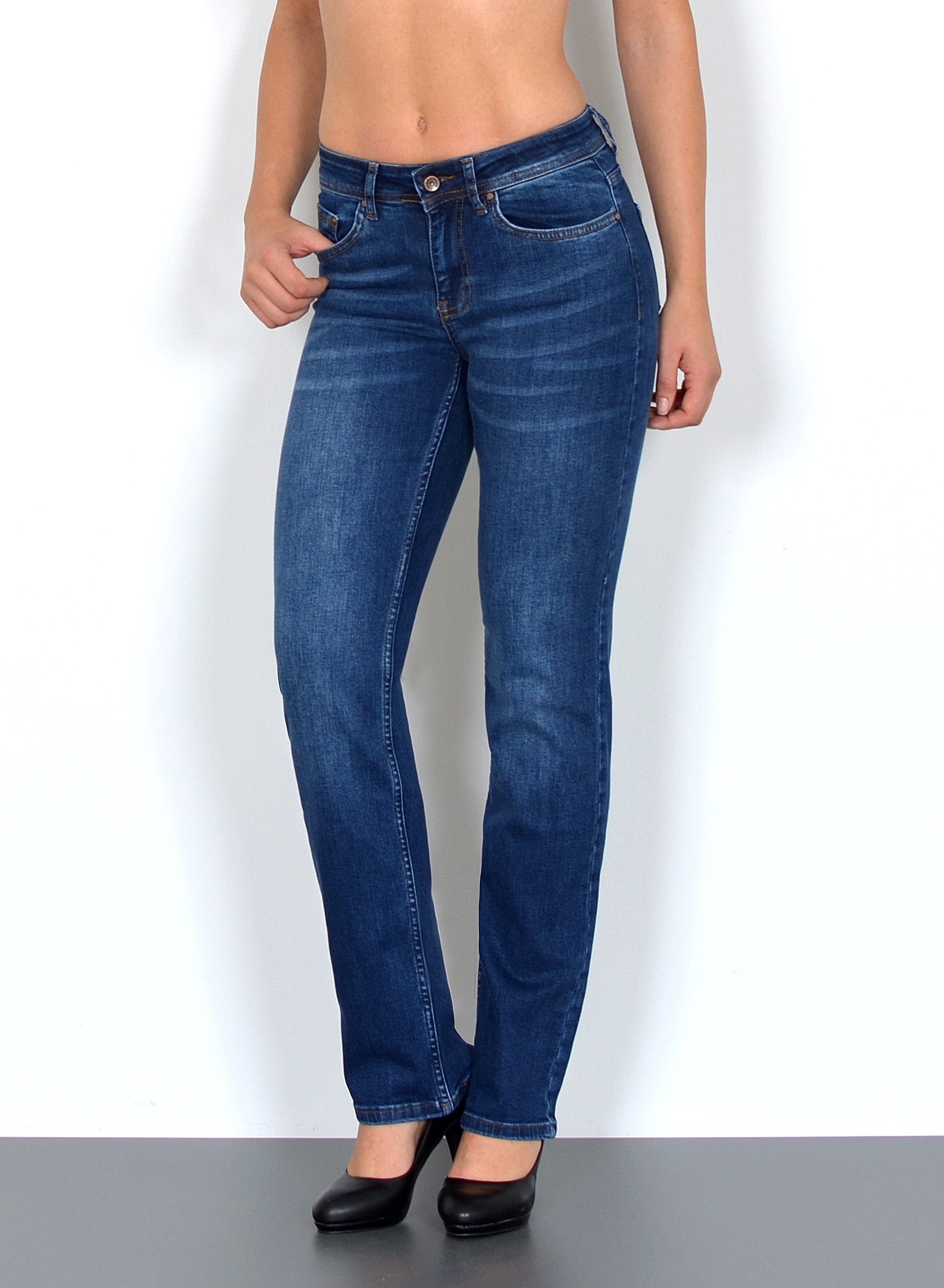 ESRA Straight-Jeans High Waist Straight Fit Jeans Damen Gerader Schnitt bis günstig online kaufen