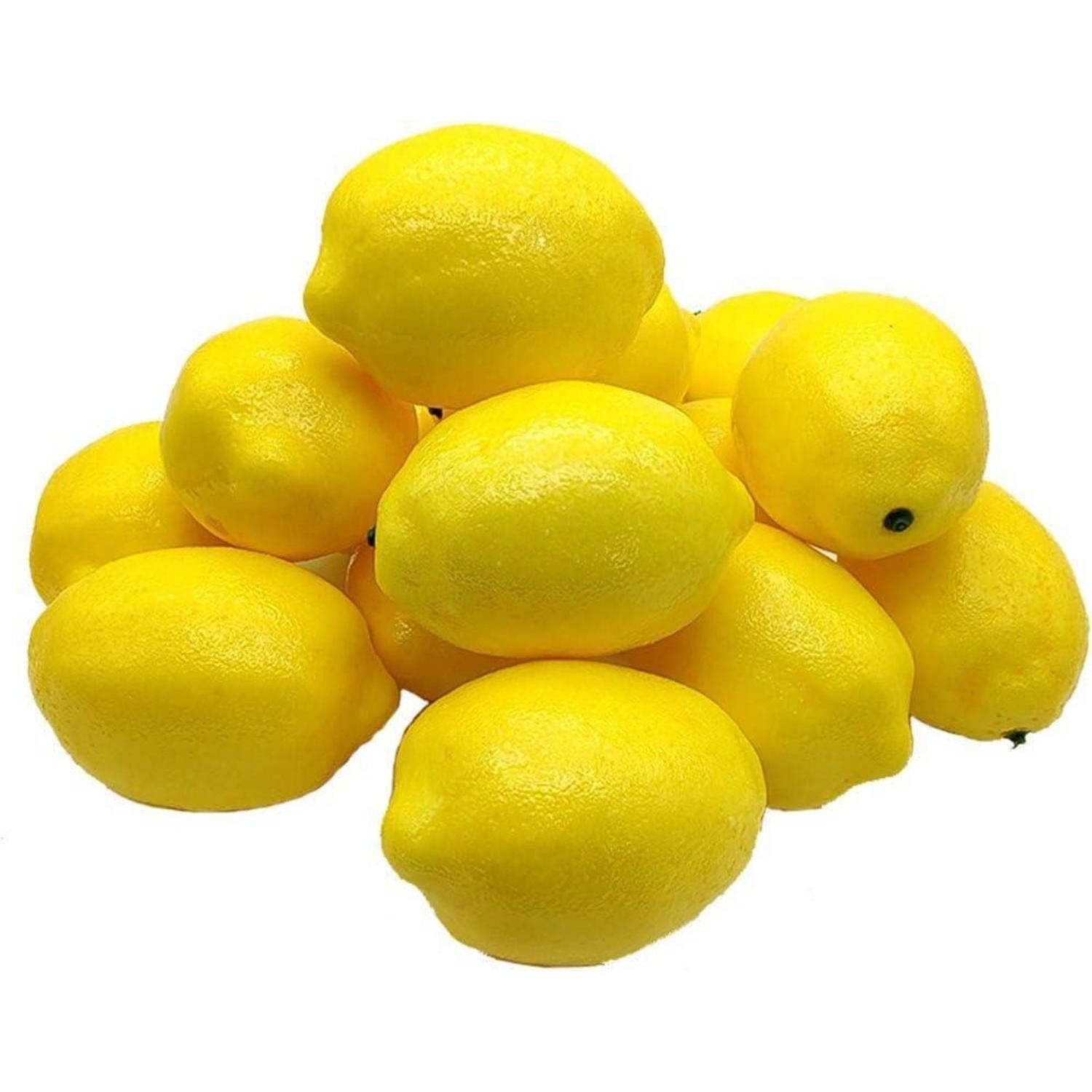 Kunstblume 15er-Set Künstliche Zitronen 10x7cm Gelb Schaum Obst Deko, LuxusKollektion