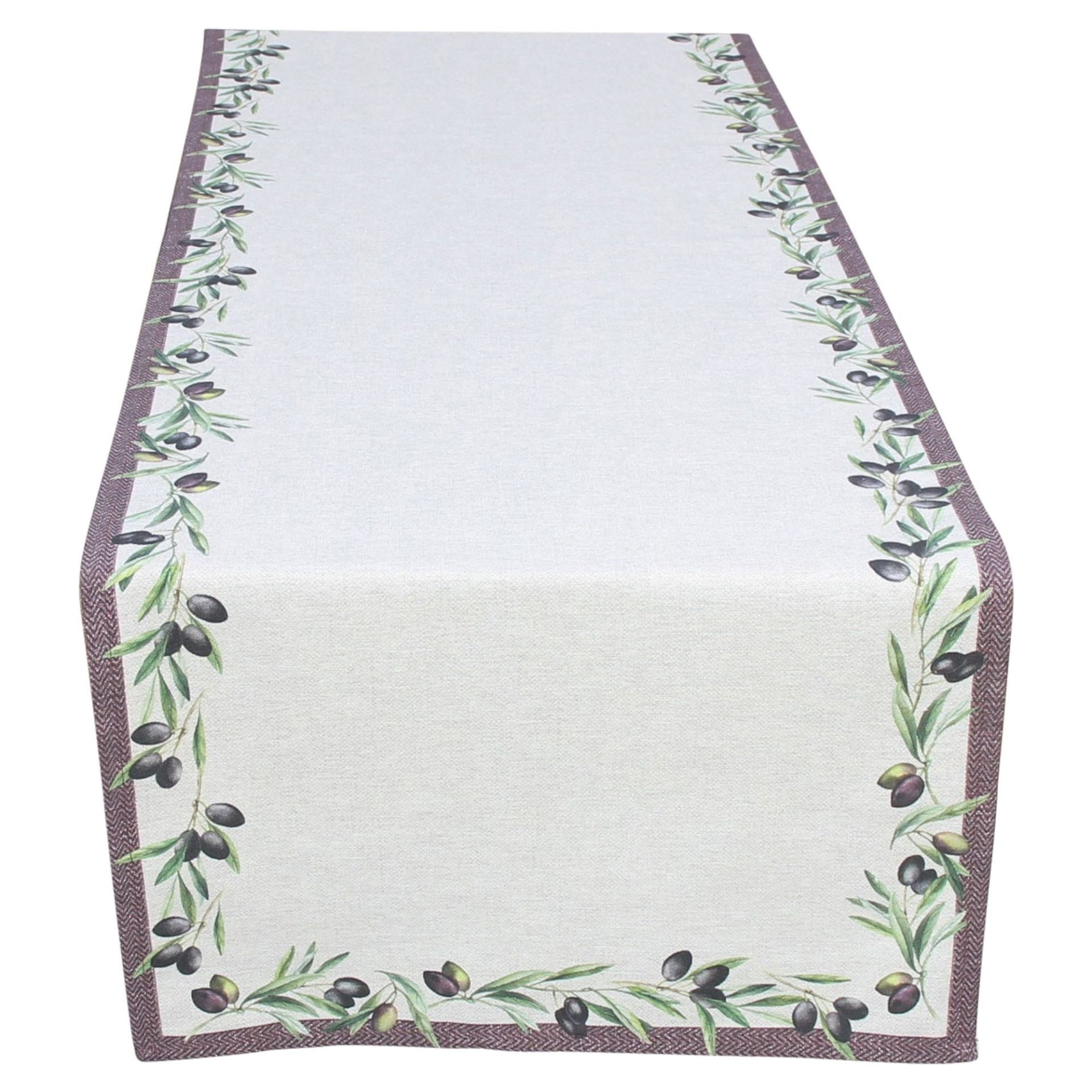 Home-trends24.de Tischläufer mediterran Olive Tischläufer Tischdecke Deko 140 x 40 cm