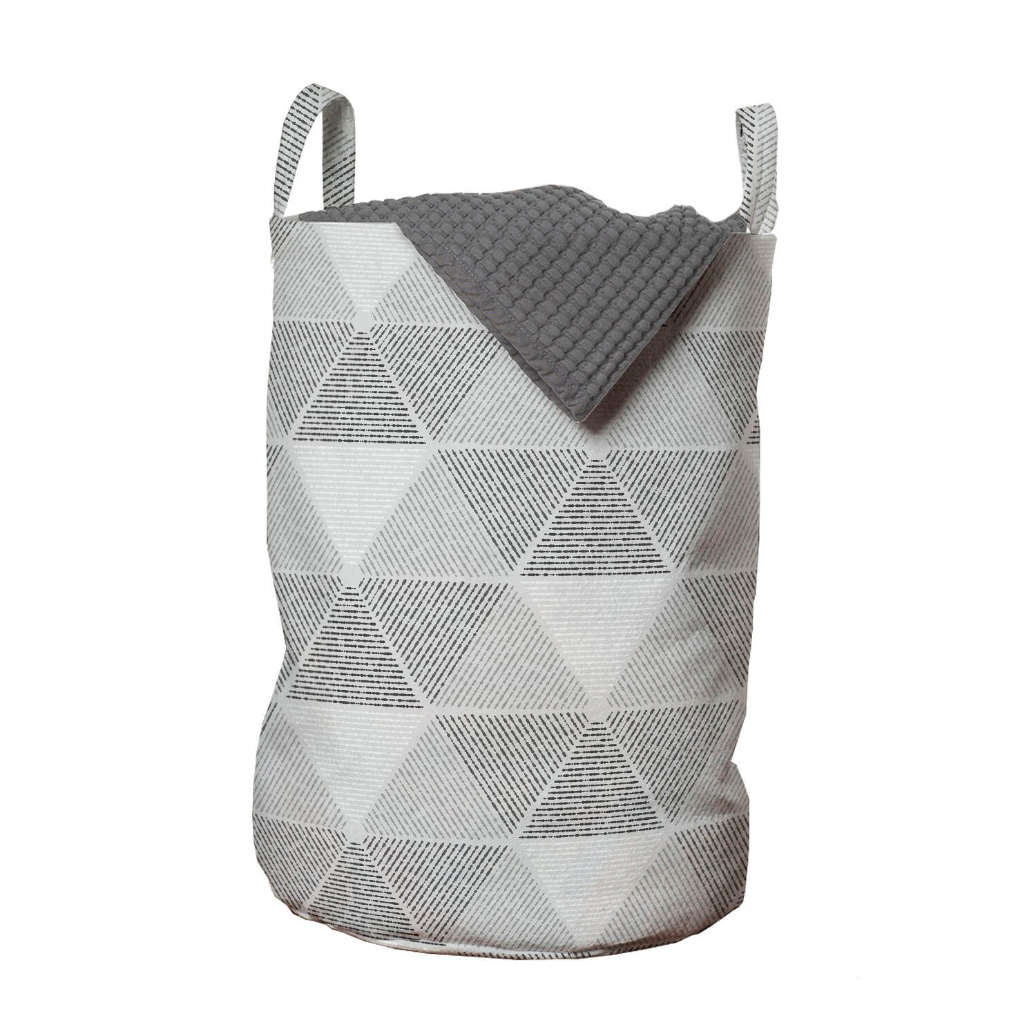 Abakuhaus Wäschesäckchen Wäschekorb mit Griffen Kordelzugverschluss für Waschsalons, Geometrisch Grungy Graustufen-Töne